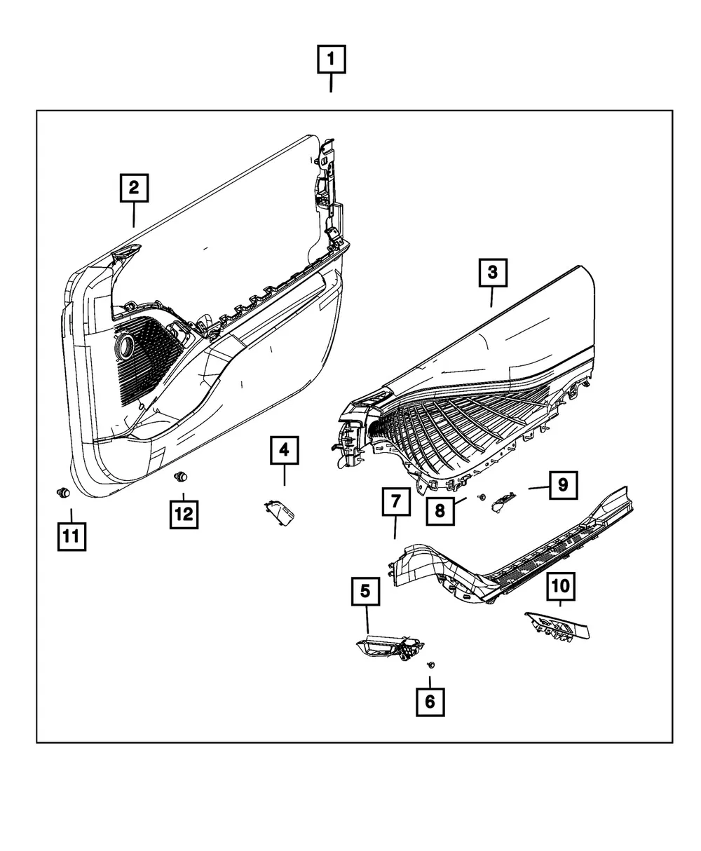 Front Door Trim Panel, Left - Mopar (7ZD85TX7AA)