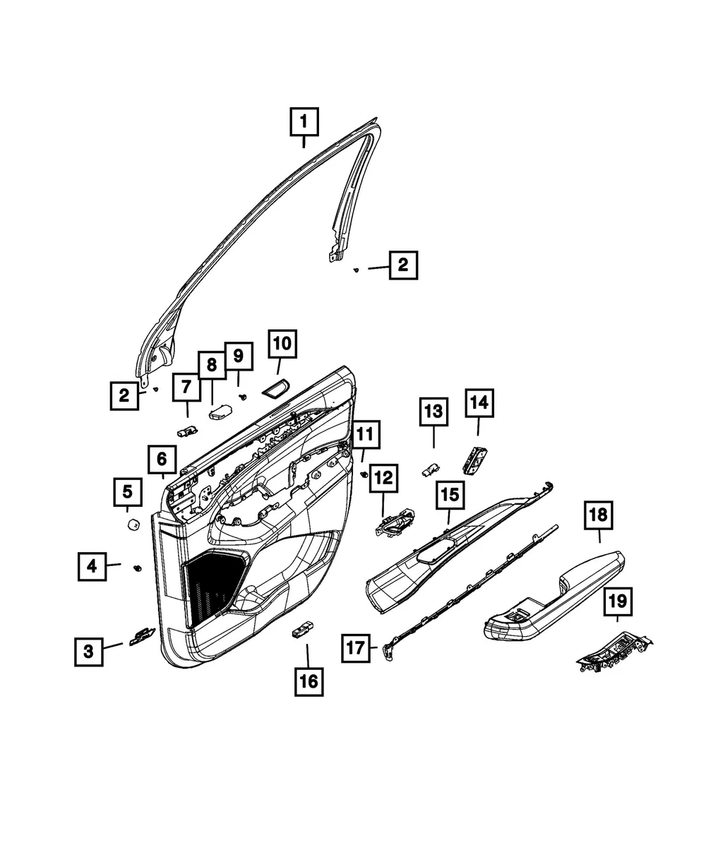 Front Door Trim Panel, Left - Mopar (7ZE59TX7AA)