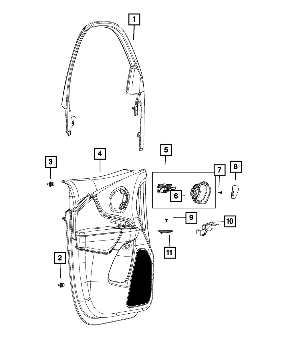 Front Door Trim Panel, Left - Mopar (7ap181l1aa) - view 4