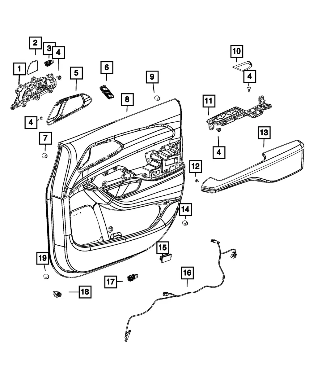 Front Door Trim Panel, Left - Mopar (7bz431dqaa) - view 3