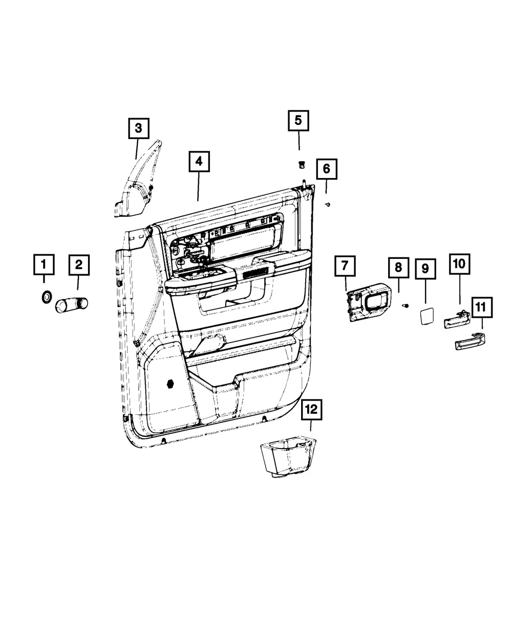 Front Door Trim Panel, Left - Mopar (7en552x7aa) - view 3