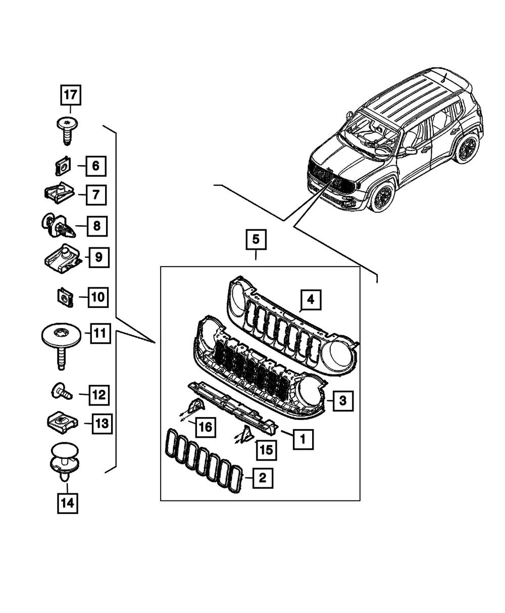 Radiator Grille - Mopar (7kq47u00aa)