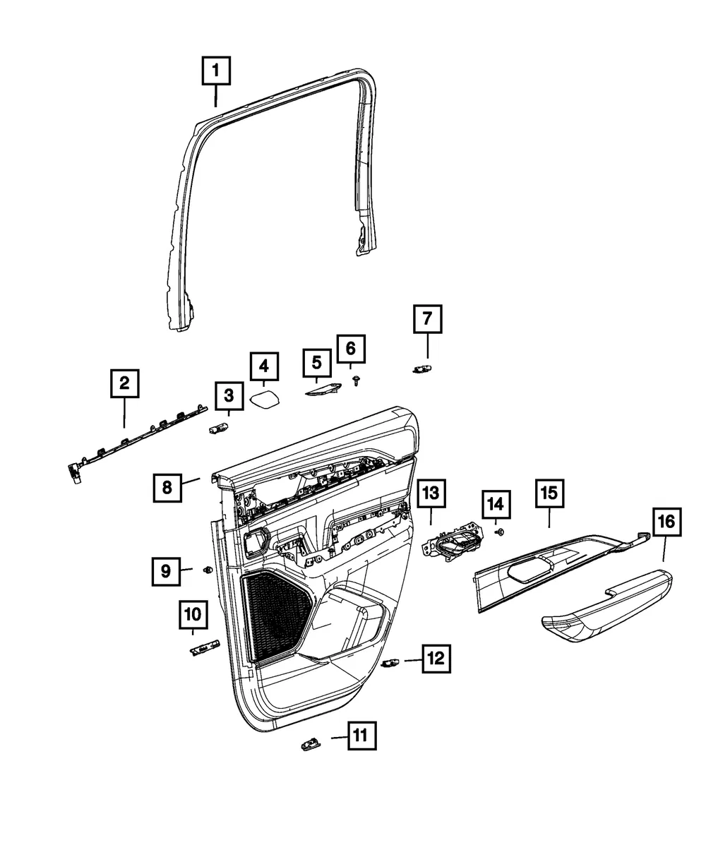 Rear Door Trim Panel, Left - Mopar (7mm35tx7aa) - view 4