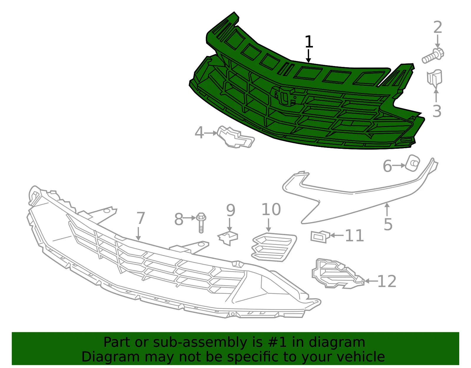 Front Upper Grille - GM (84047465) - view 5