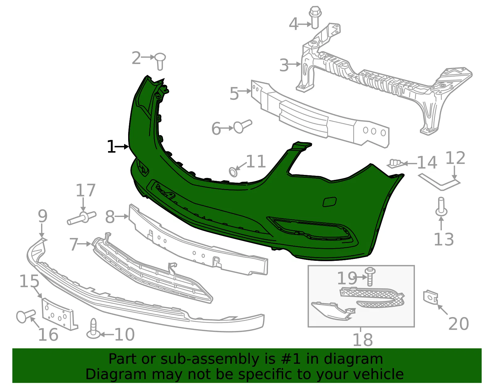 Front Upper Bumper Cover - GM (84055839) - view 3