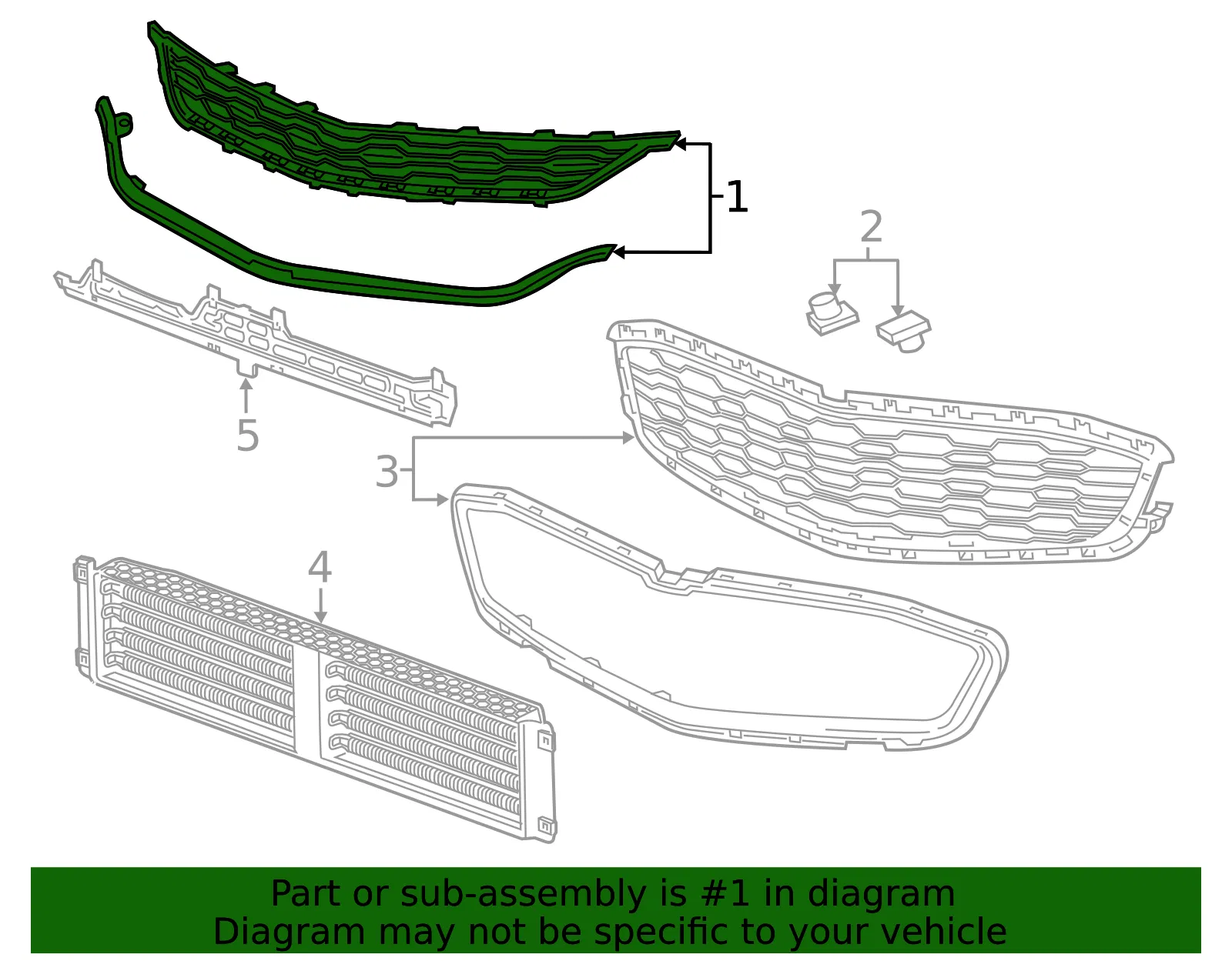 Front Upper Grille - GM (84061034) - view 5