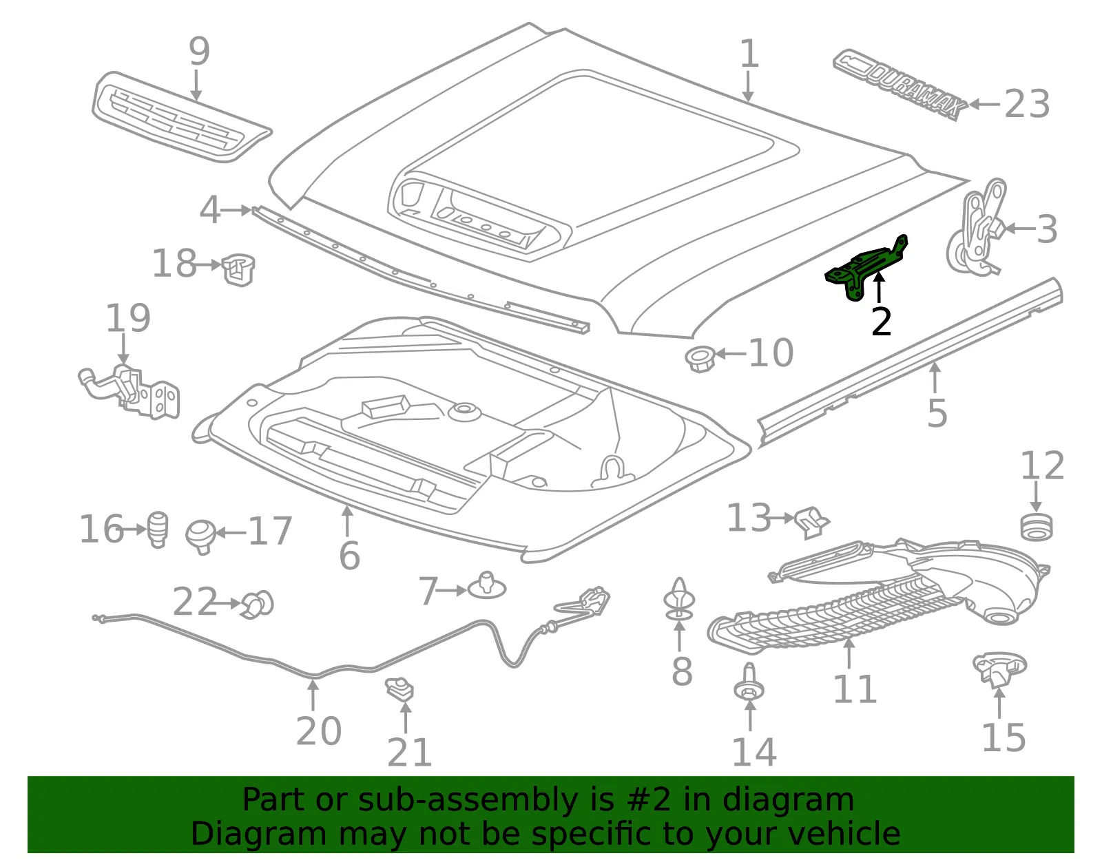 Driver Side Hood Hinge - GM (84087720) - view 4