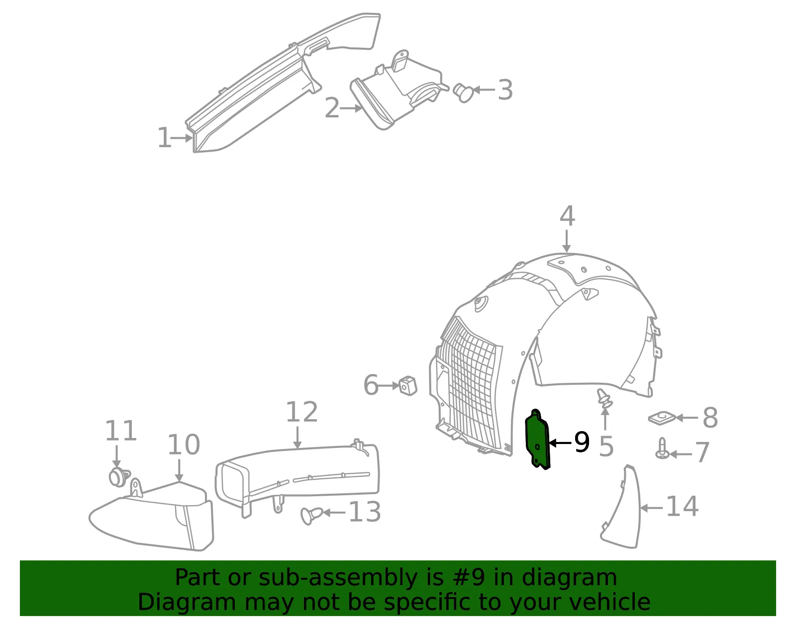 Front Driver Side Wheelhouse Splash Shield - GM (84100499) - view 4
