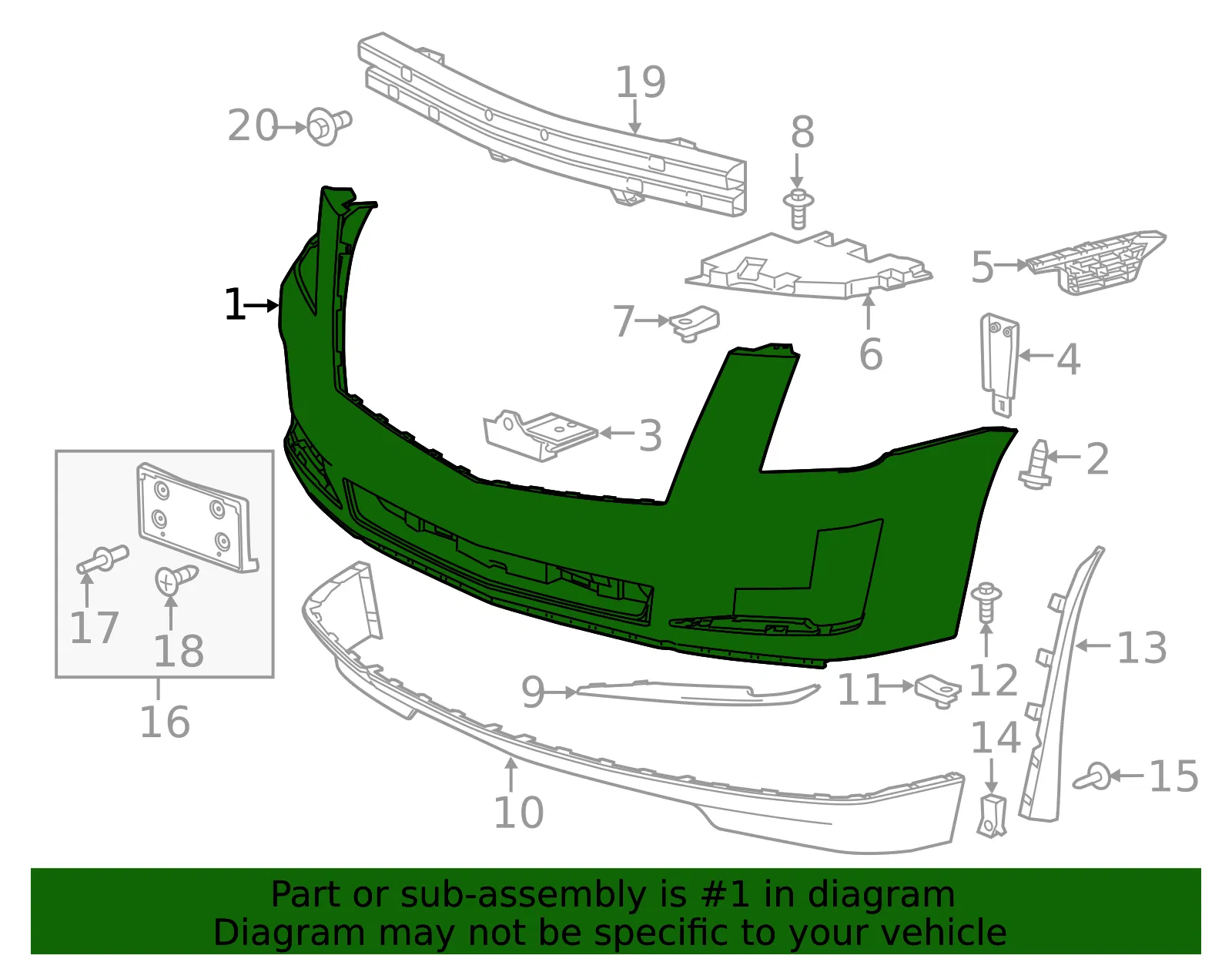 Front Upper Bumper Cover - GM (84110983) - view 3