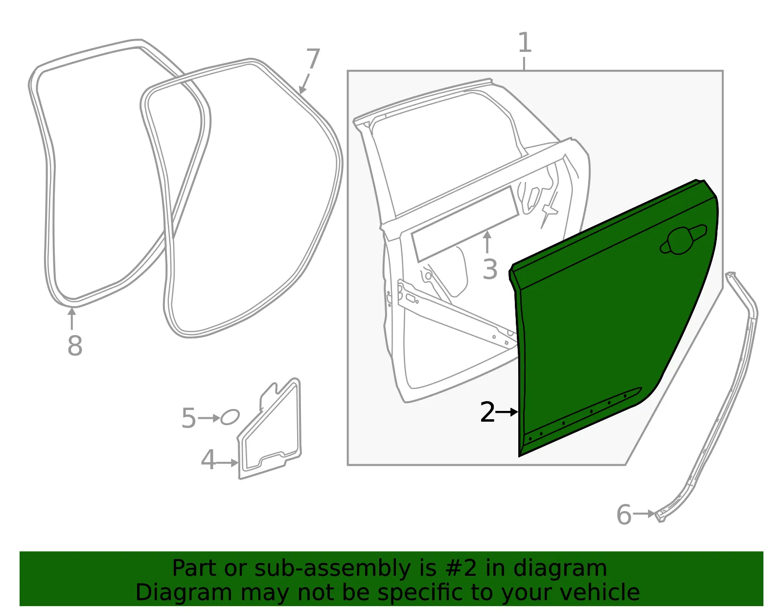 Rear Driver Side Door Outer Panel - GM (84113597) - view 3