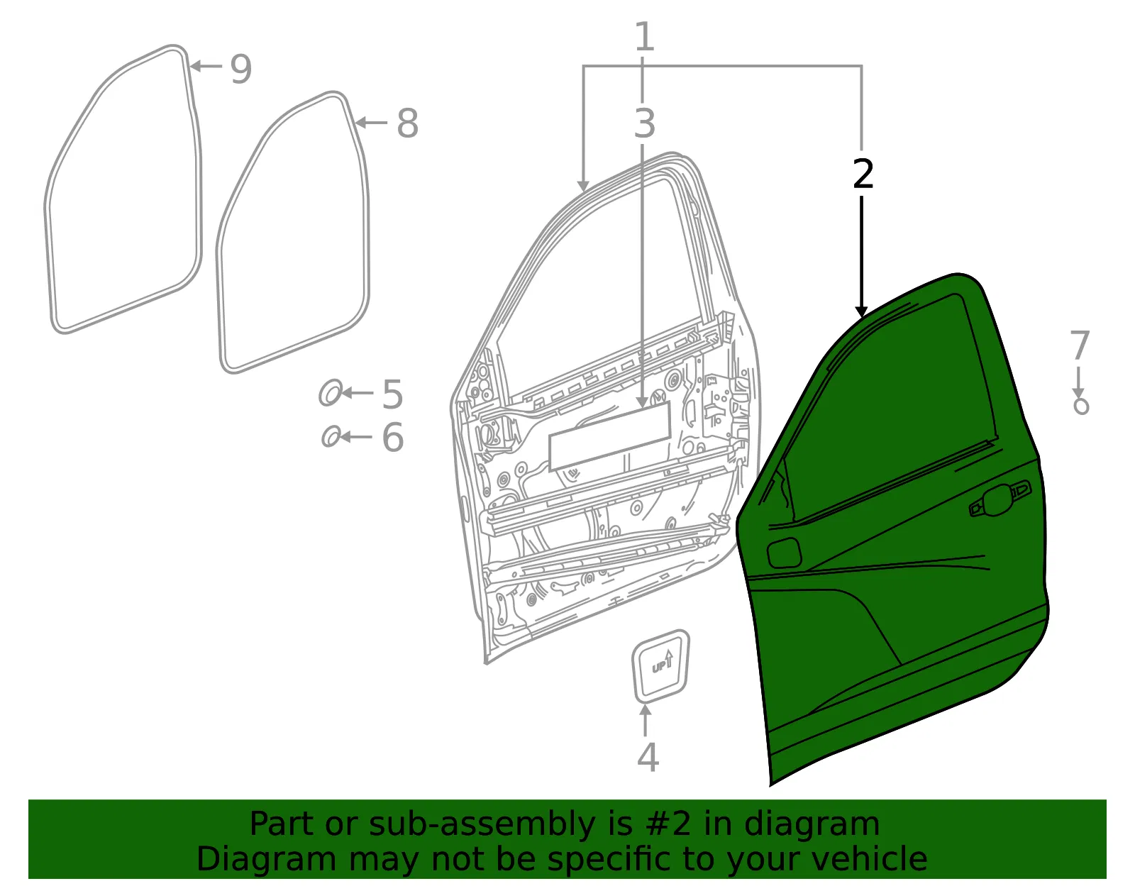 Front Driver Side Door Outer Panel - GM (84117868) - view 3