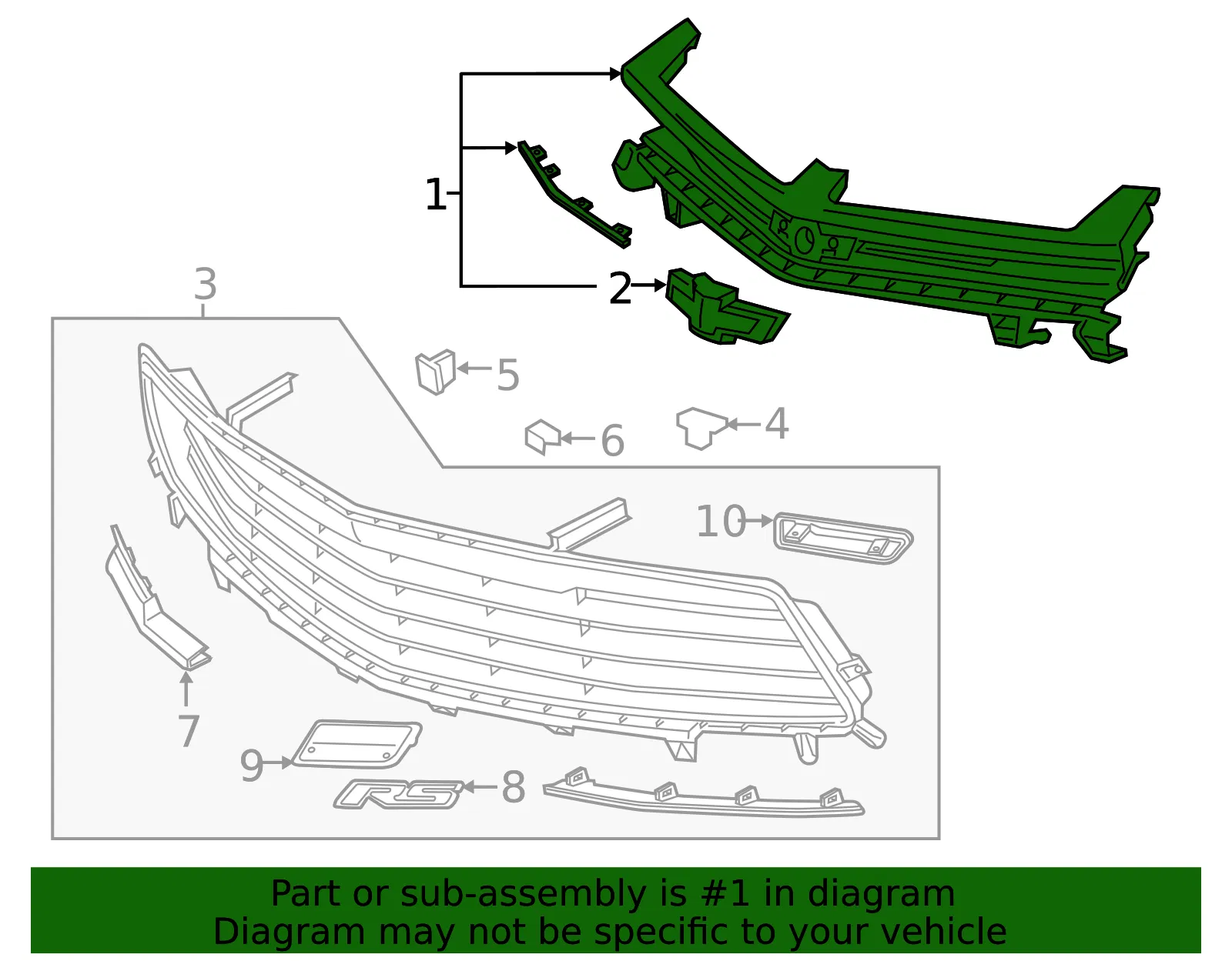 Front Upper Grille - GM (84140575) - view 4