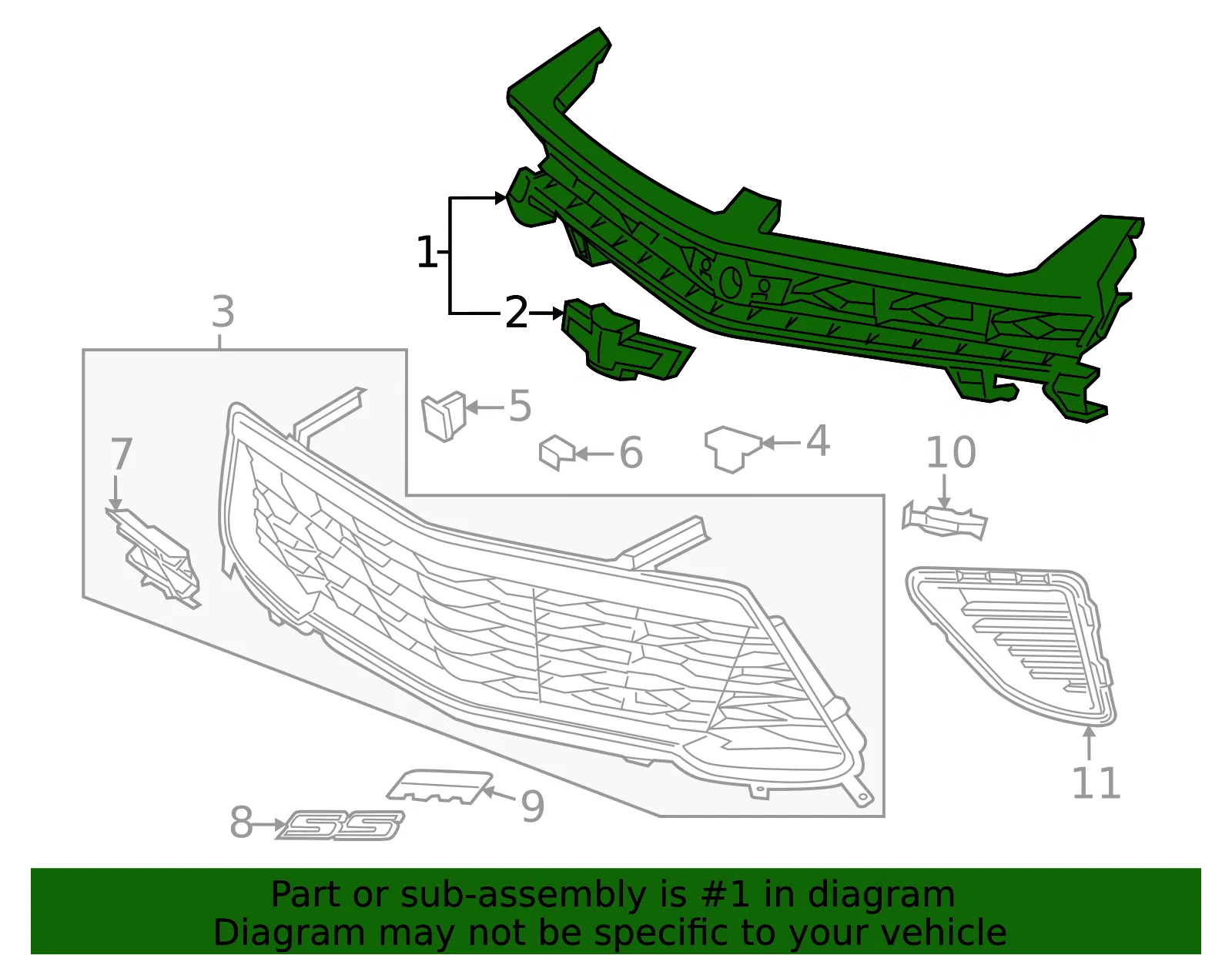 Front Upper Grille - GM (84140577) - view 5