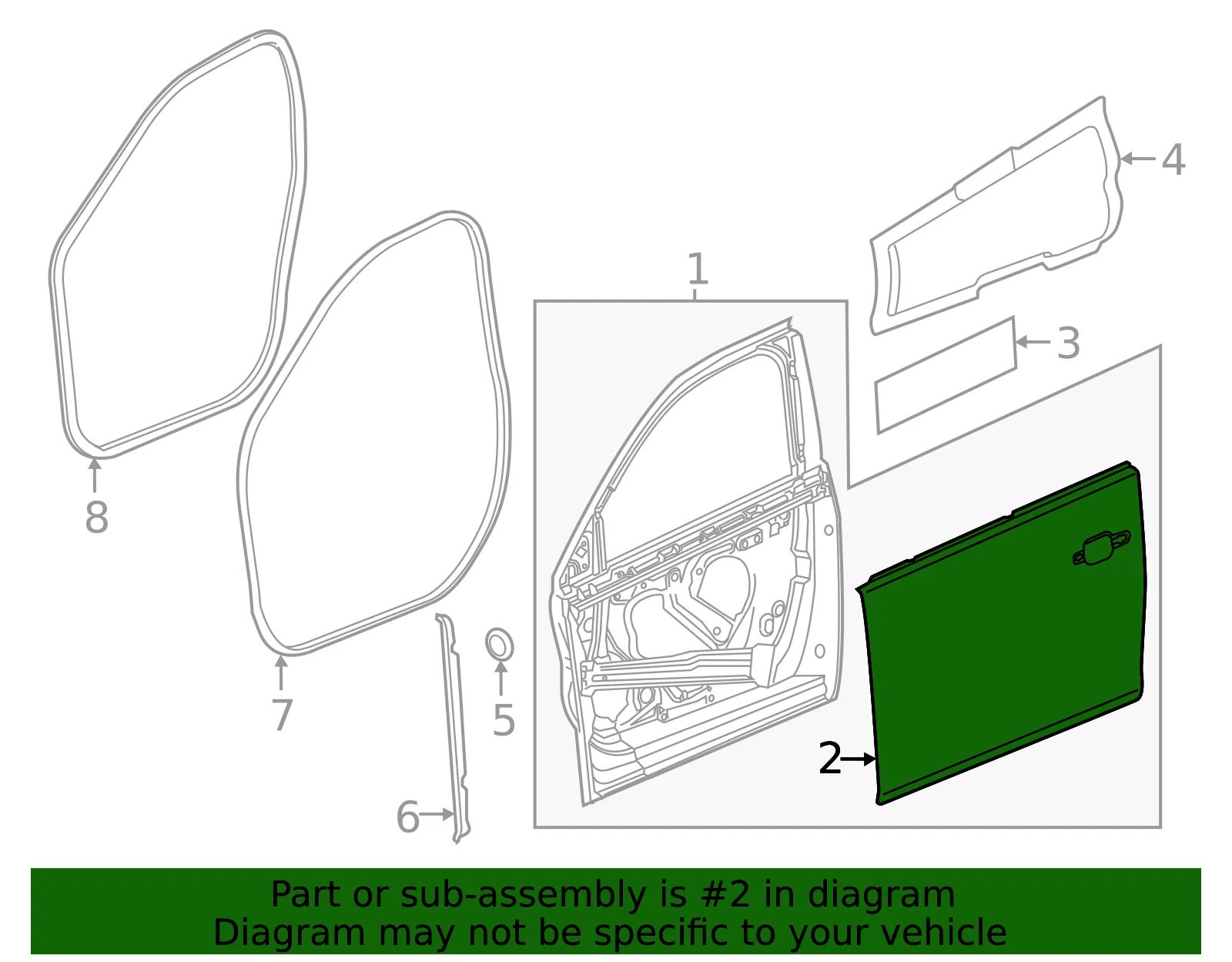 Front Driver Side Door Outer Panel - GM (84142142) - view 4