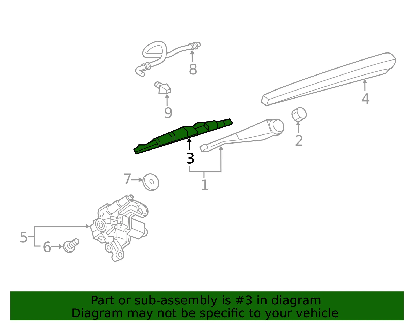 Rear Window Wiper Blade, 10 in - GM (84166522) - view 4