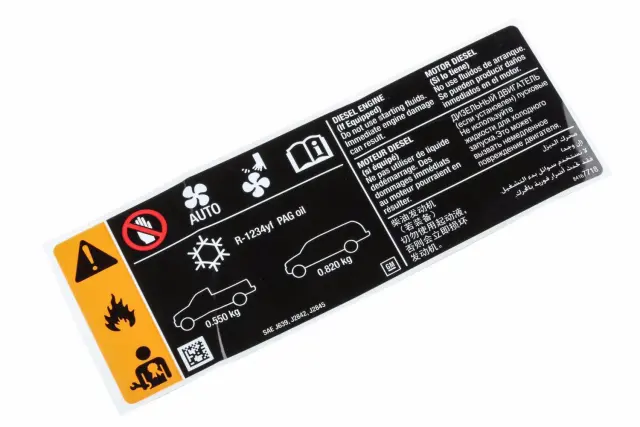Air Conditioning Refrigerant Warning Label - GM (84167718)
