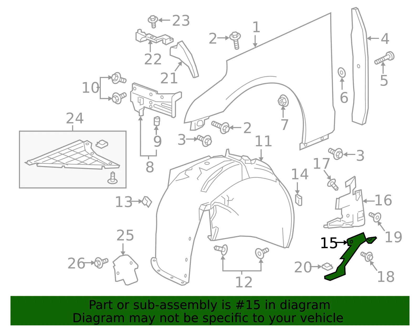 Driver Side Engine Front Splash Shield - GM (84175460) - view 4