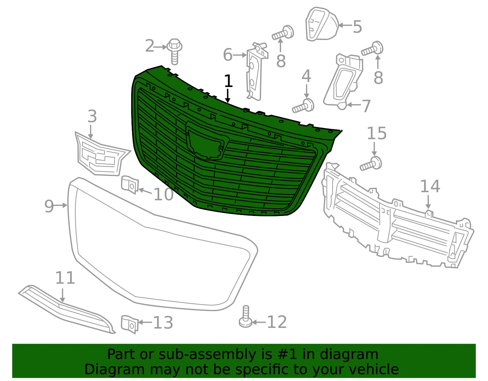 Front Upper Grille - GM (84180920) - view 3