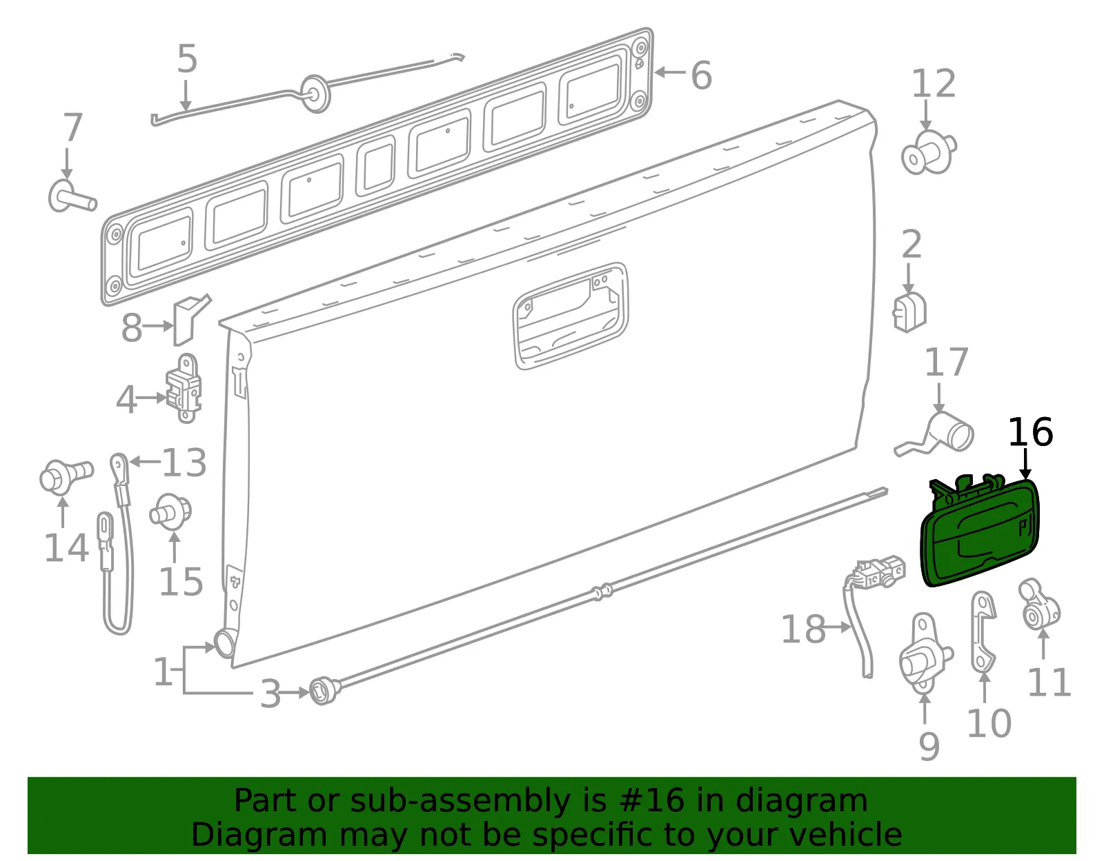 Black Tailgate Handle - GM (84222820) - view 4