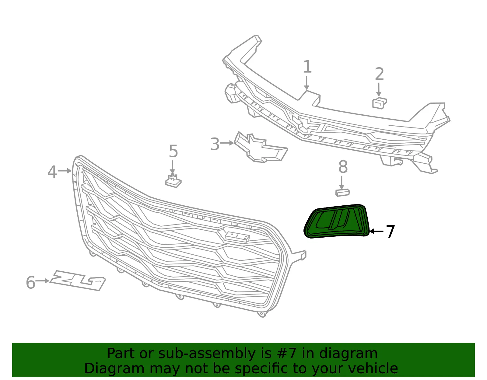 Outer Grille - Driver's Side (LH) - GM (84277492) - view 3