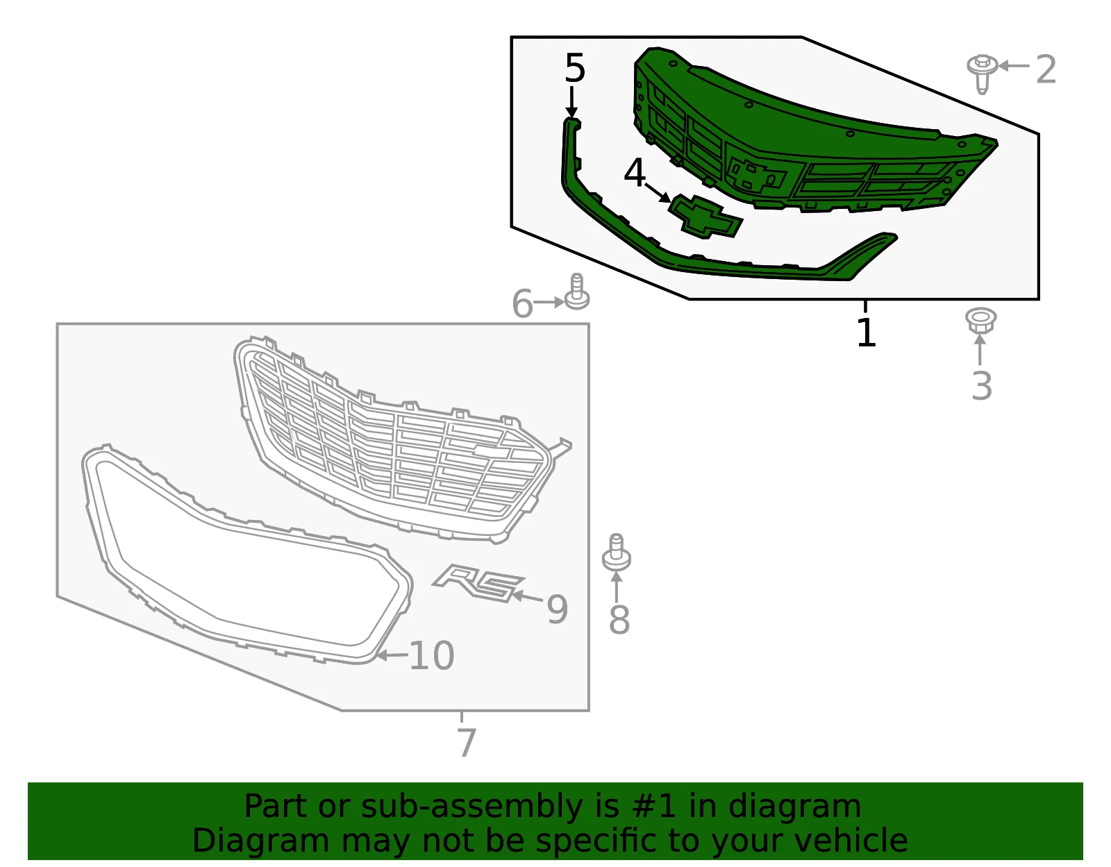 Front Upper Grille - GM (84320823) - view 3
