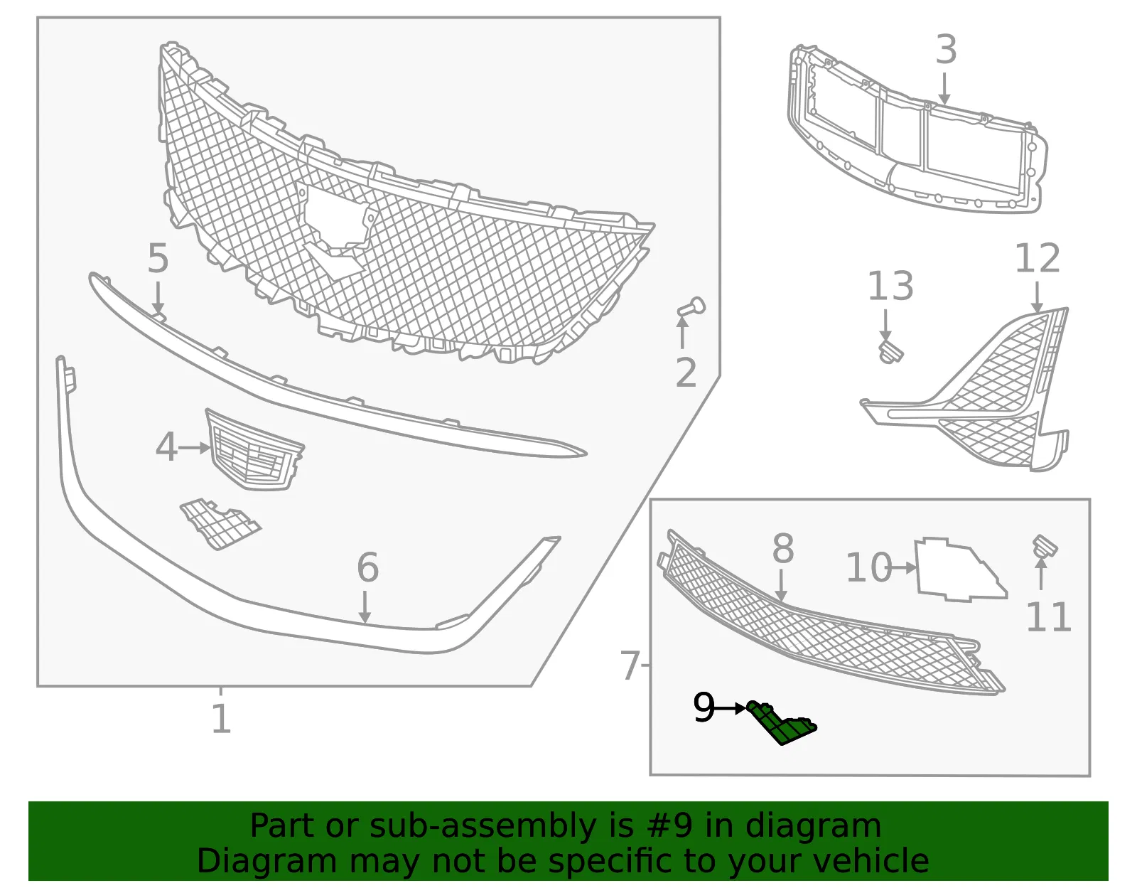 Lower Grille Insert - GM (84331969) - view 4