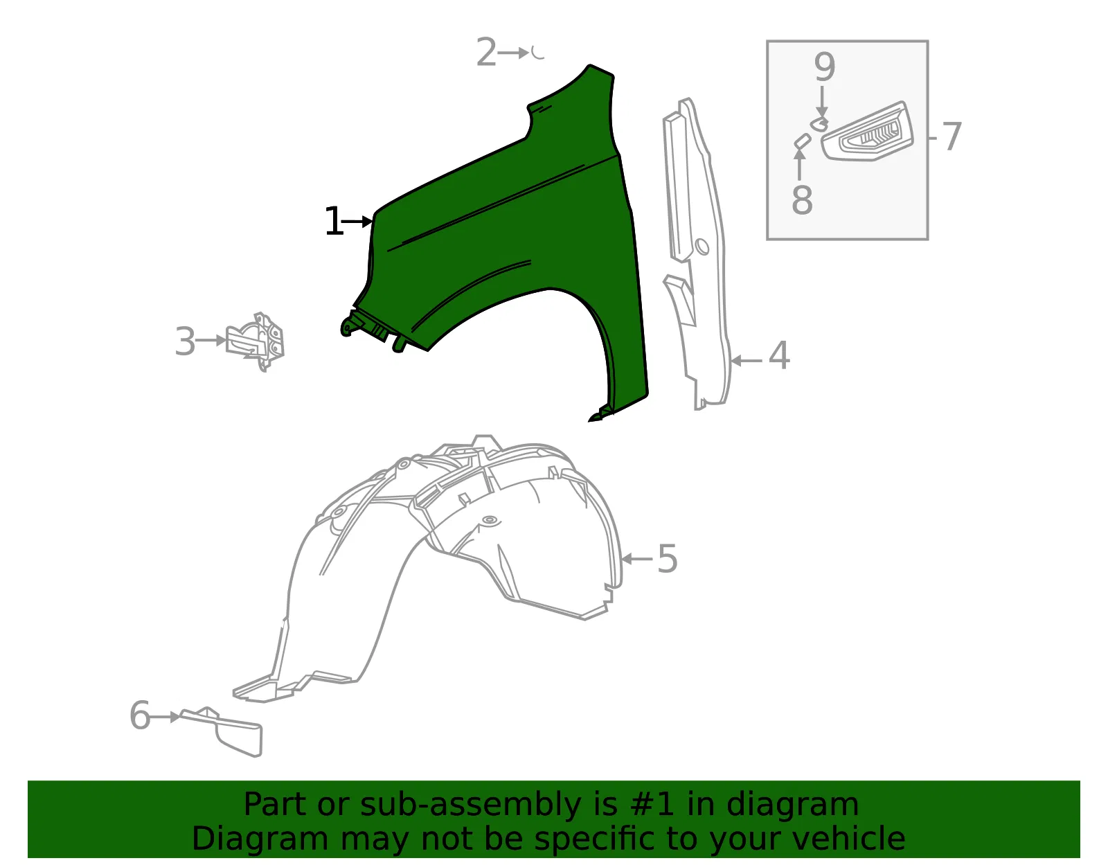 Front Driver Side Fender - GM (84384208) - view 3