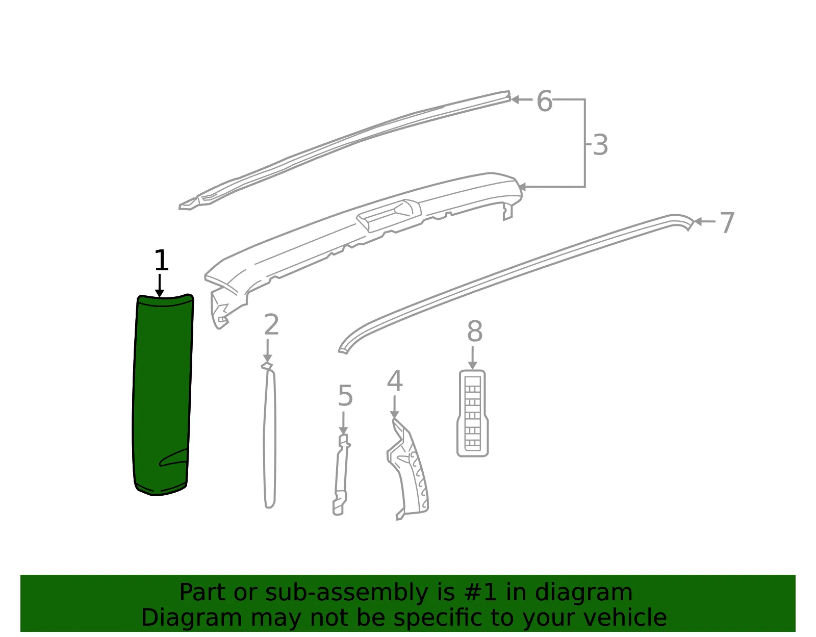 Rear Driver Side Door Outer Extension Panel - GM (84410857) - view 3