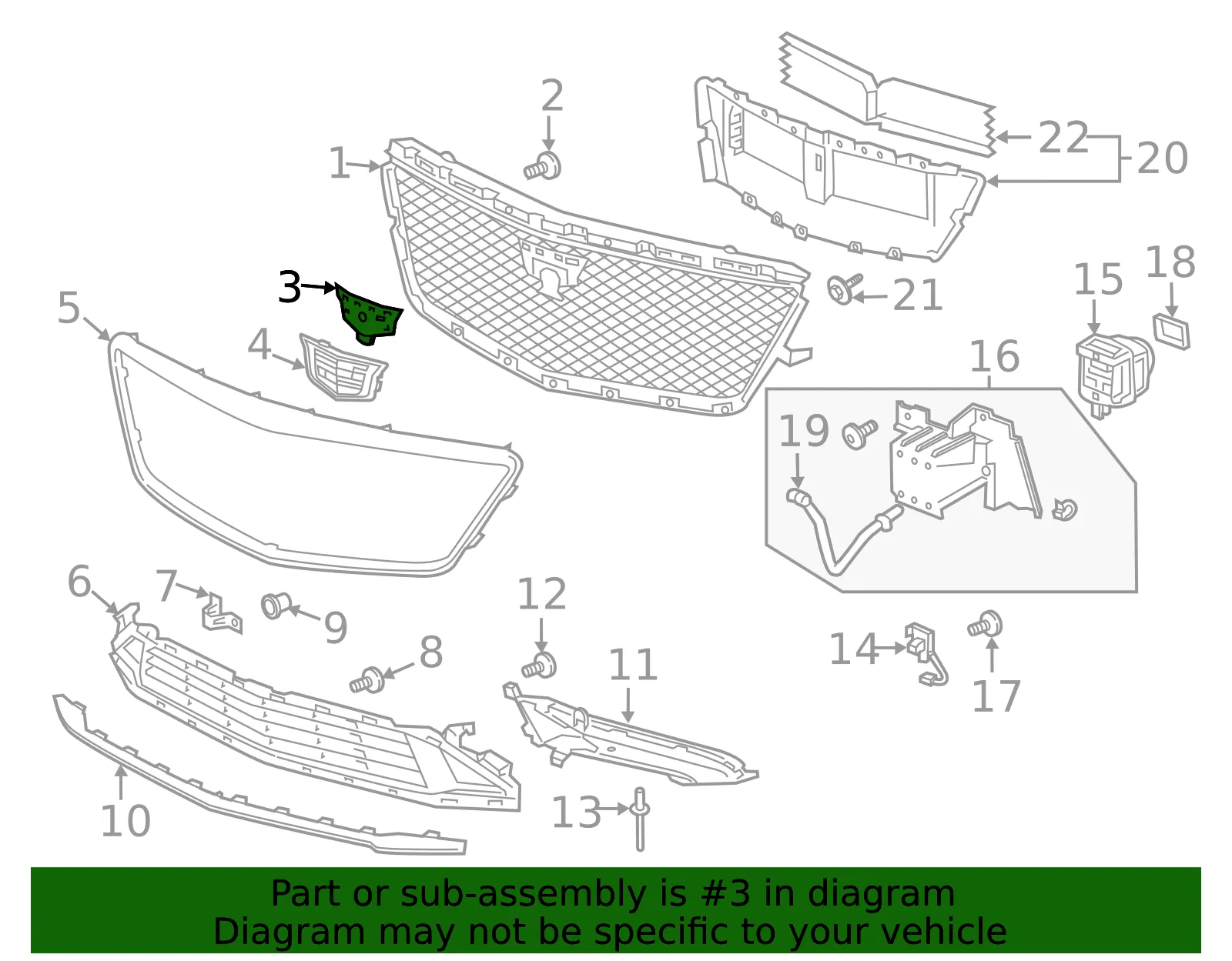 Front Grille Insert - GM (84444372) - view 3