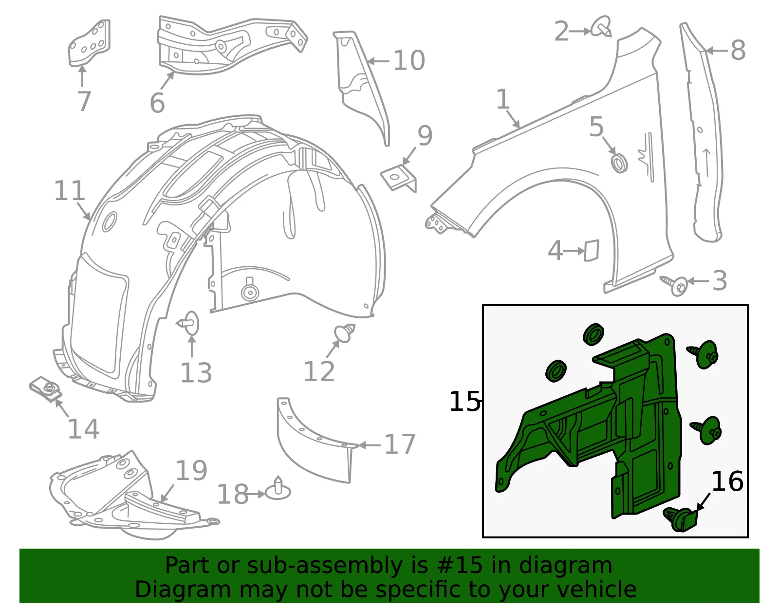 Front Driver Side Engine Splash Shield - GM (84450469) - view 2