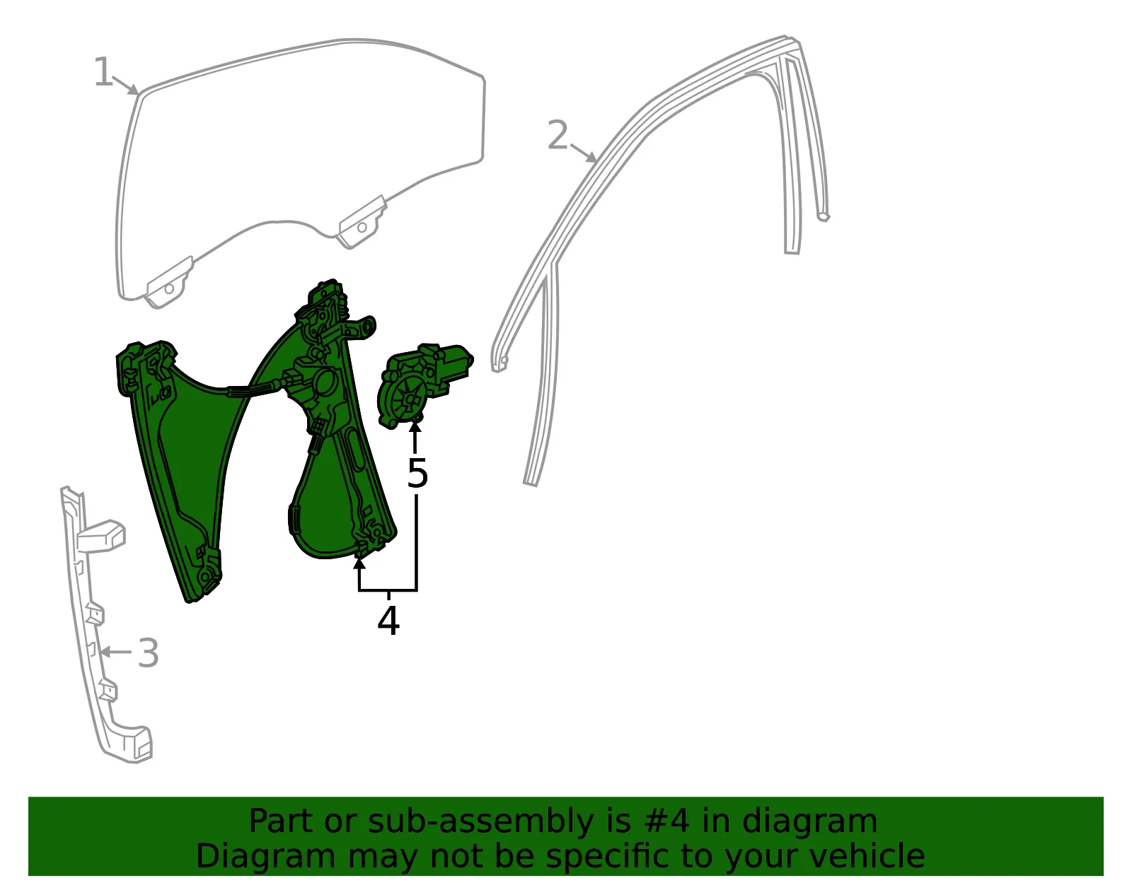 Front Passenger Side Window Regulator - GM (84451817) - view 5