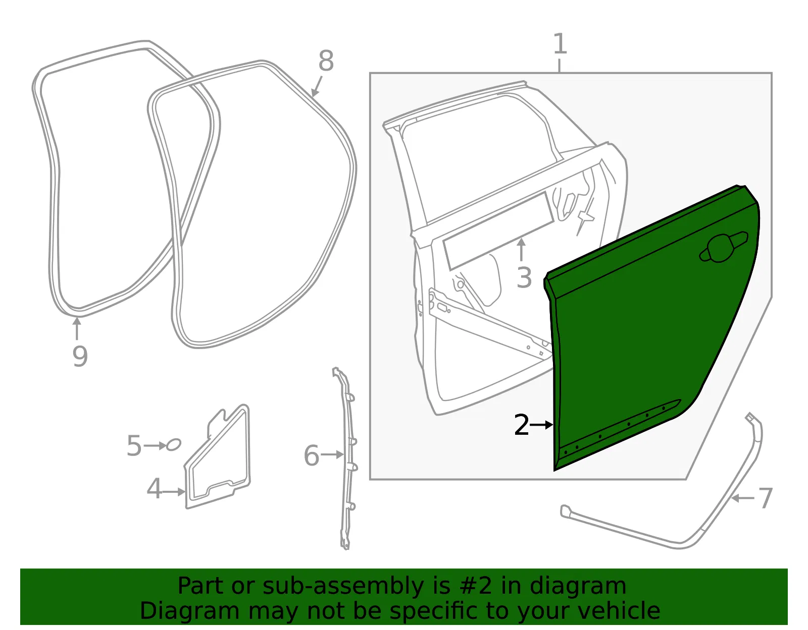 Rear Driver Side Door Outer Panel - GM (84453624) - view 3