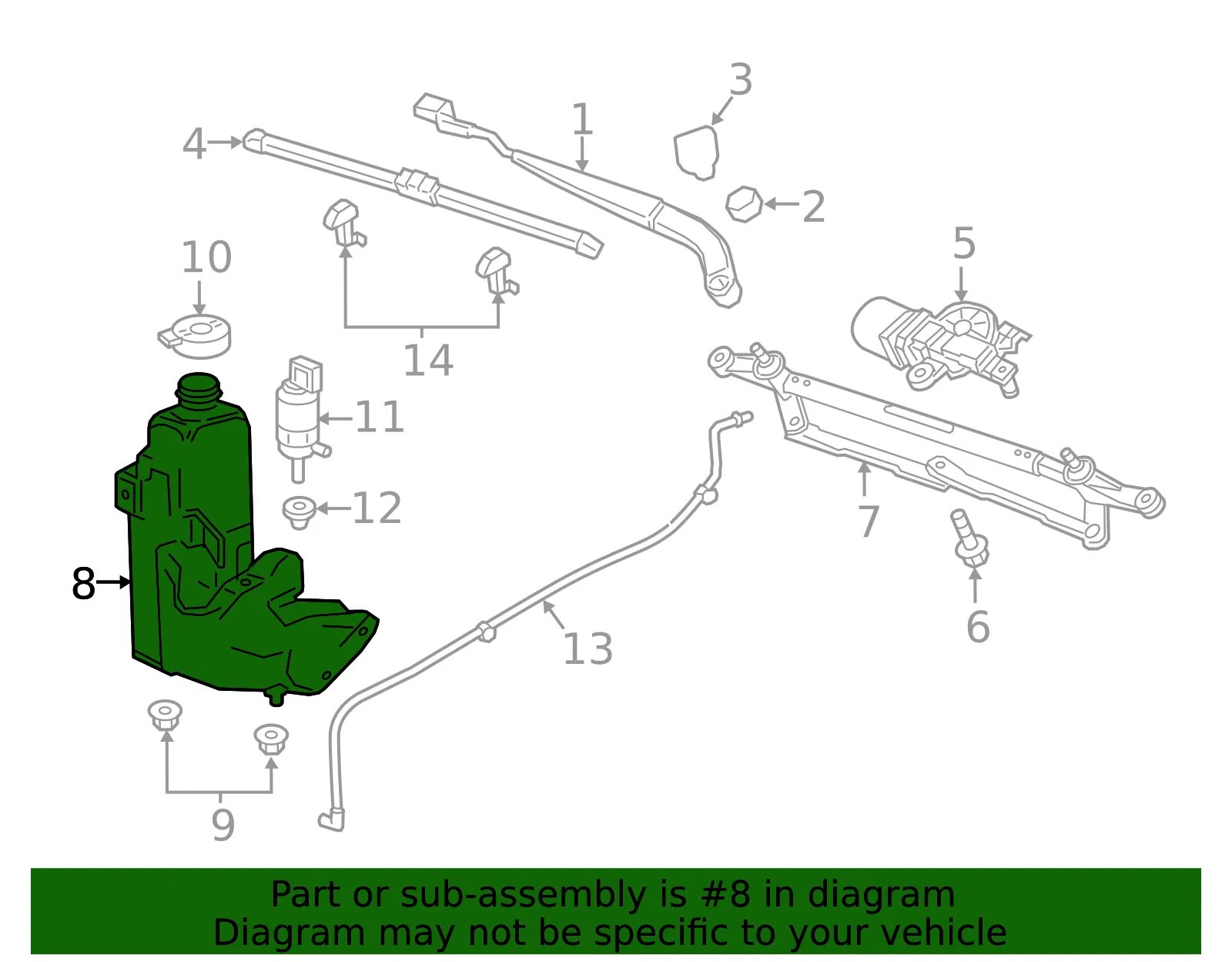 Windshield Washer Solvent Container - GM (84454003) - view 4