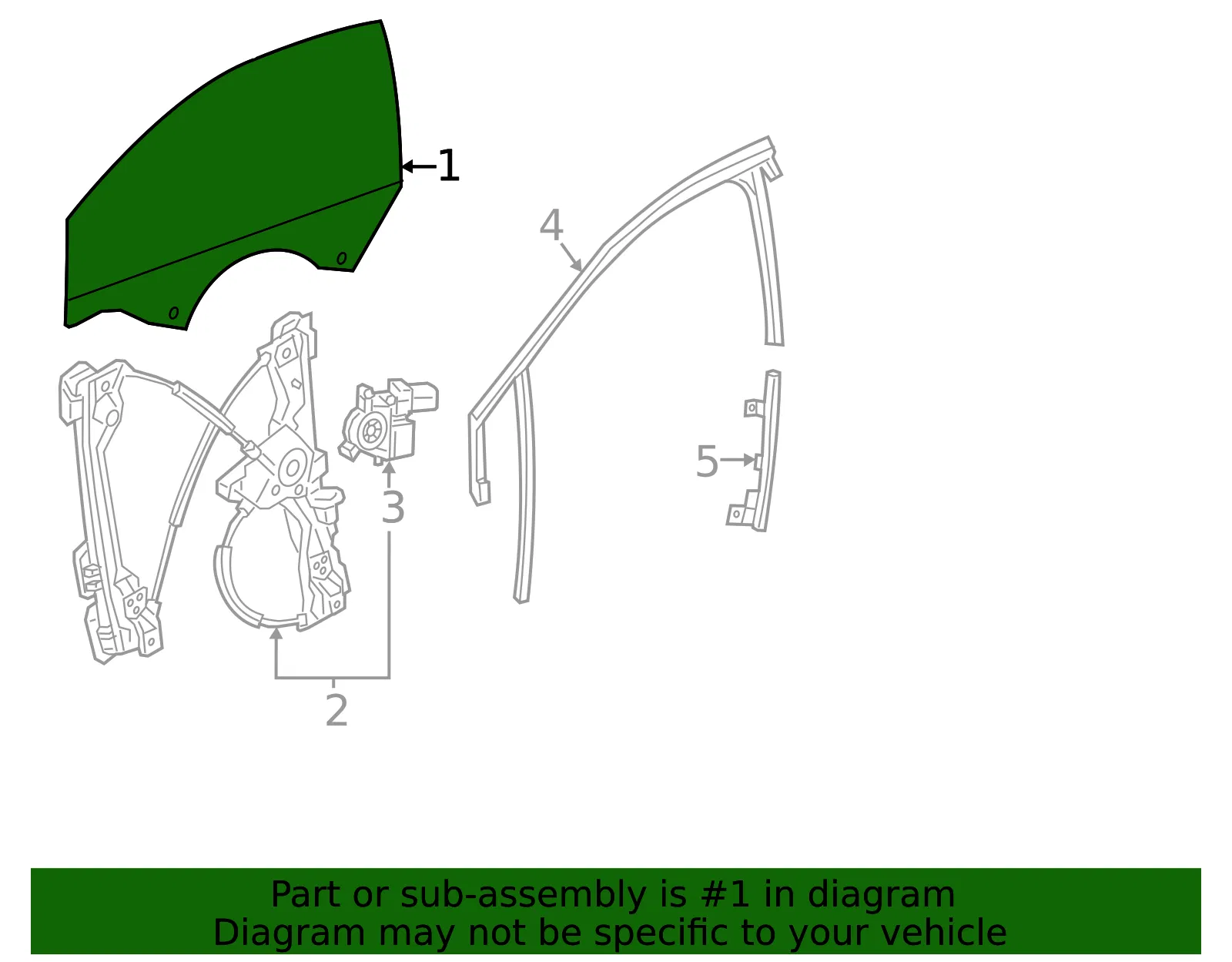 Driver Side Front Door Window - GM (84516190) - view 3
