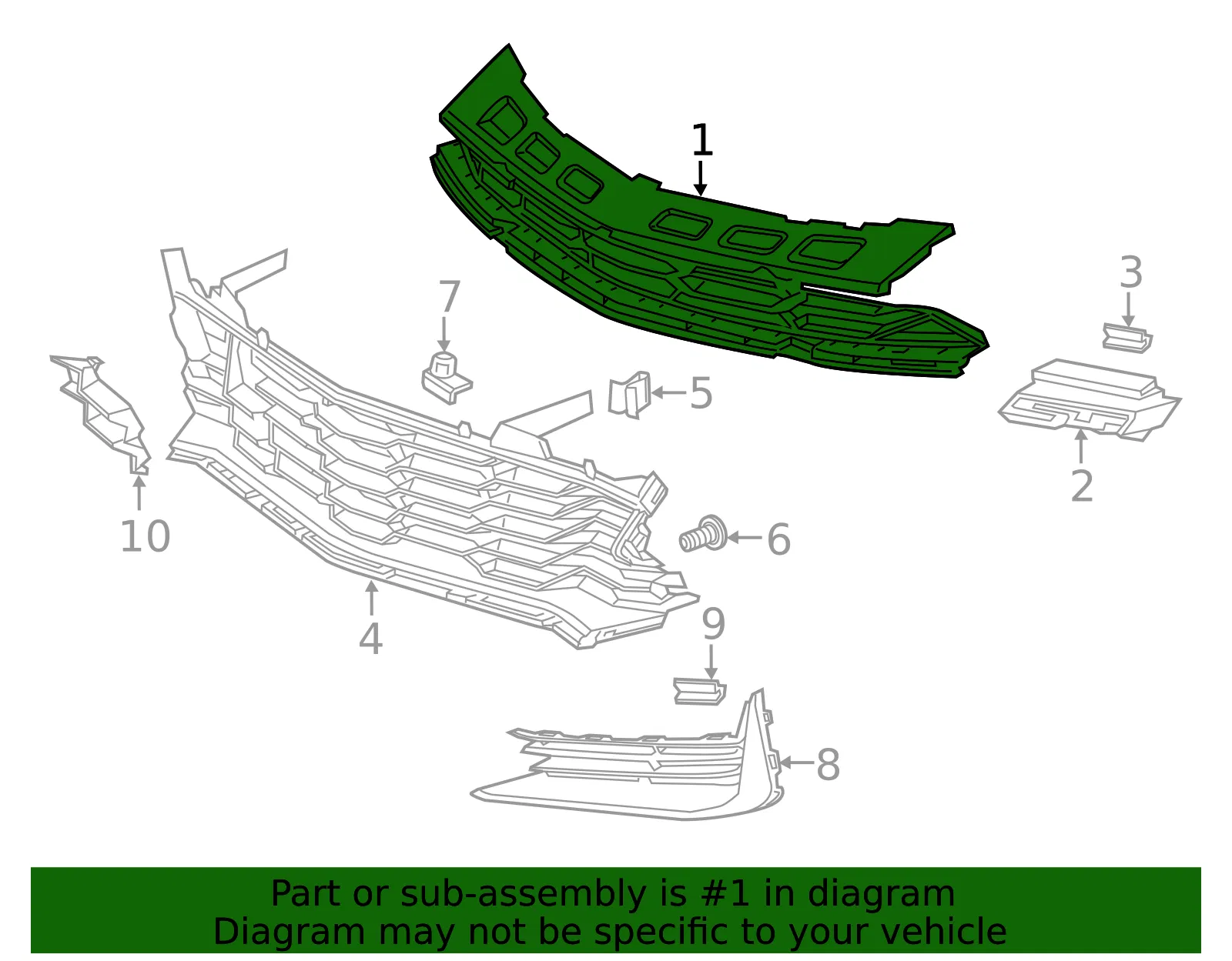 Front Upper Grille - GM (84535154) - view 4
