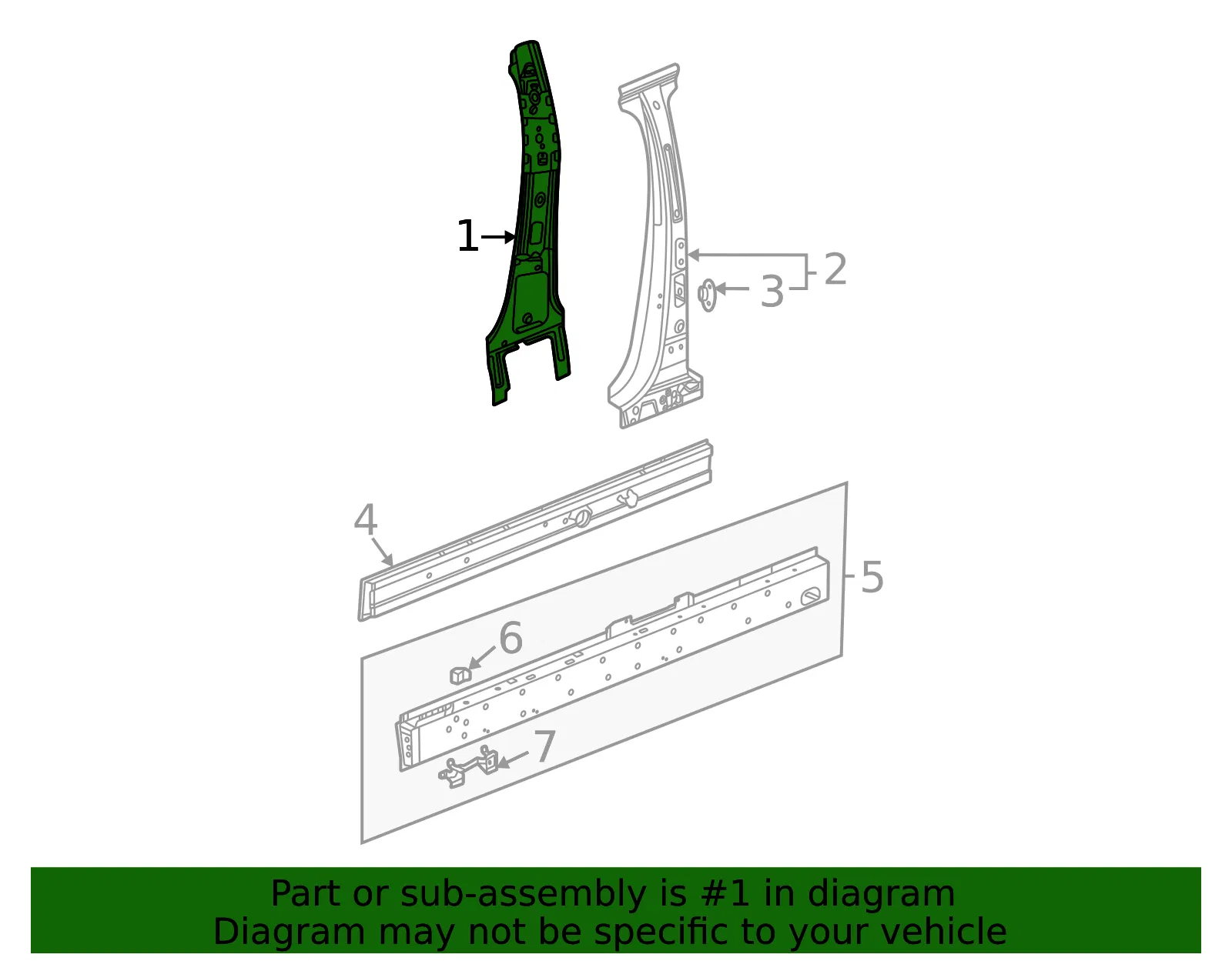 Driver Side Center Pillar Inner Panel - GM (84544676) - view 3