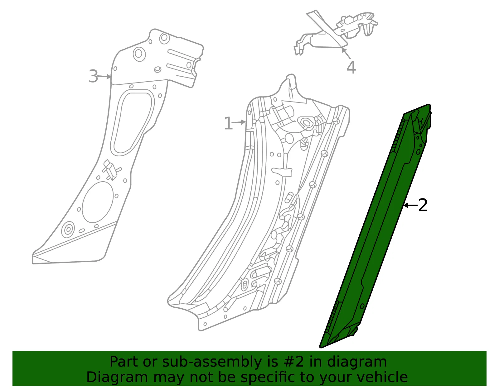 Driver Side Body Lock Pillar Lower Reinforcement - GM (84550708) - view 4