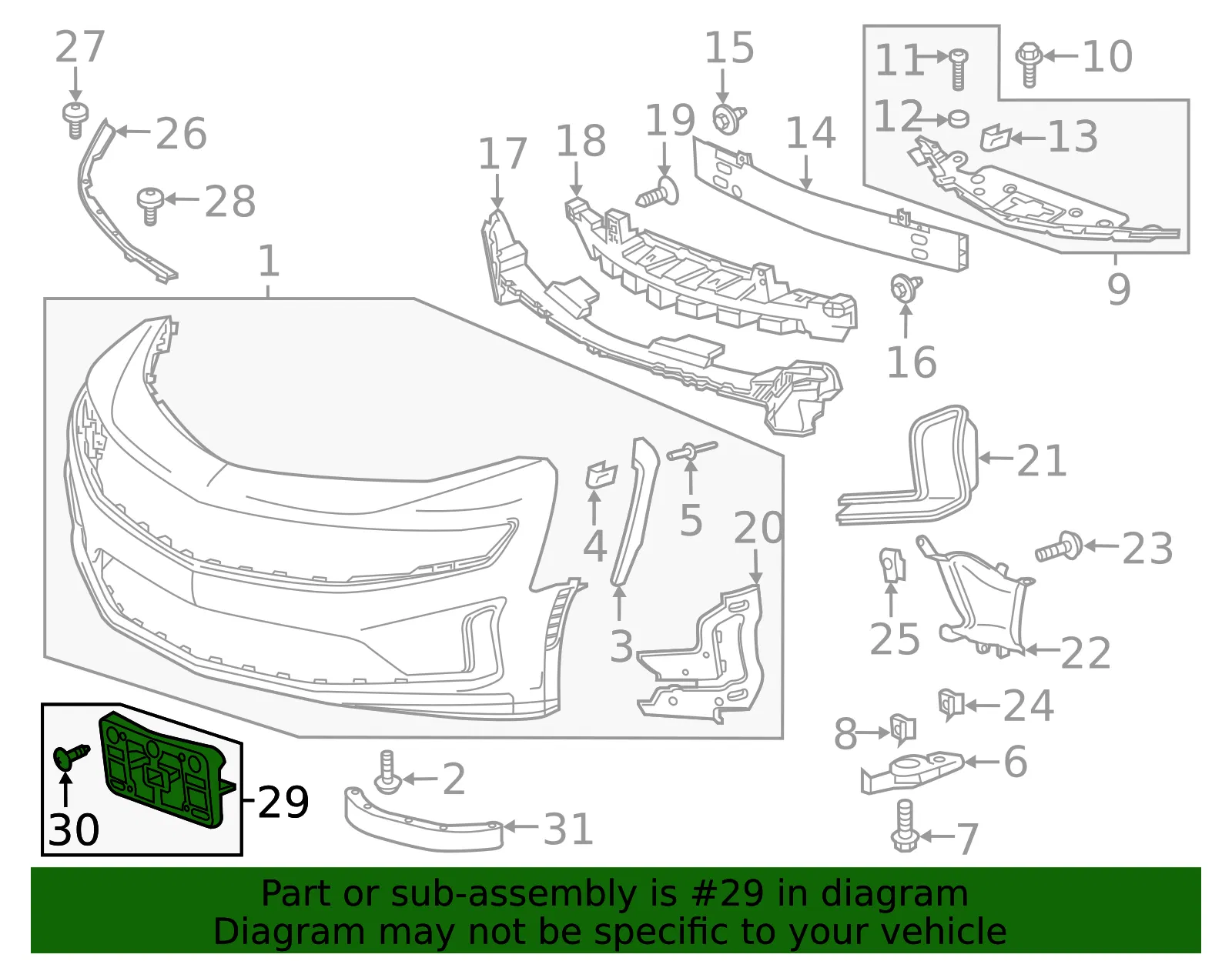 Front Bumper Shutter Bracket - GM (84556845) - view 5