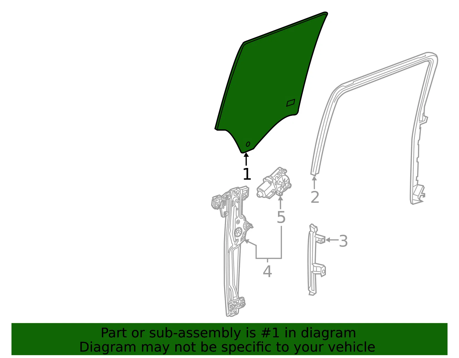 Rear Driver Side Door Window - GM (84560293) - view 3