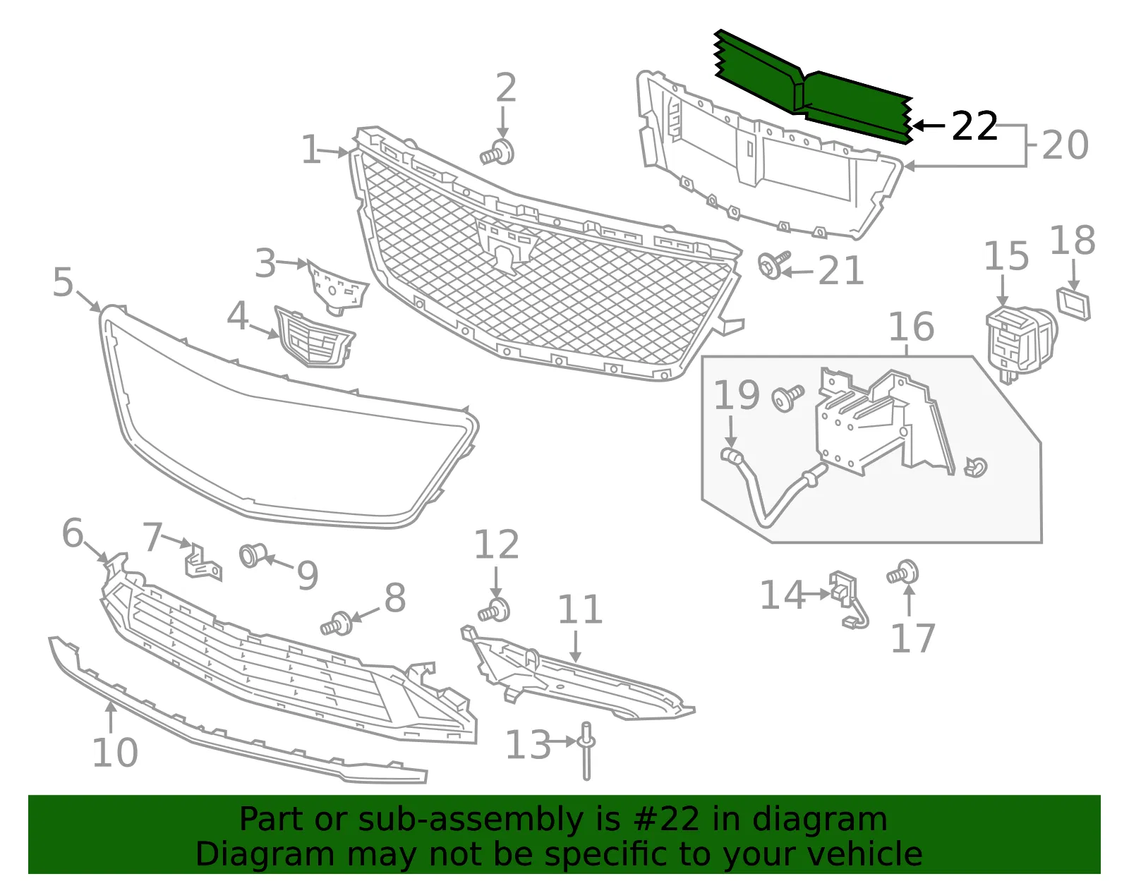 Front Bumper Shutter Frame - GM (84571732) - view 3