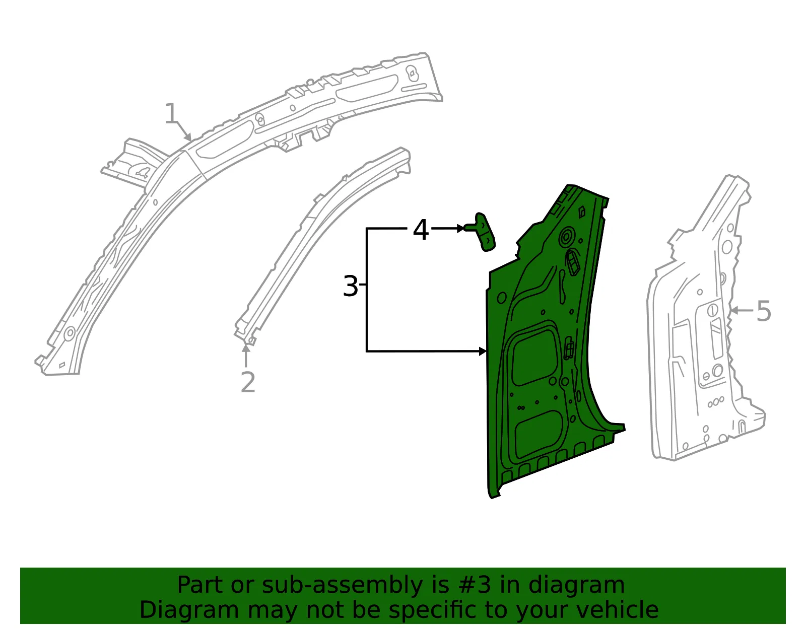 Driver Side Body Hinge Pillar Inner Panel - GM (84572656) - view 3