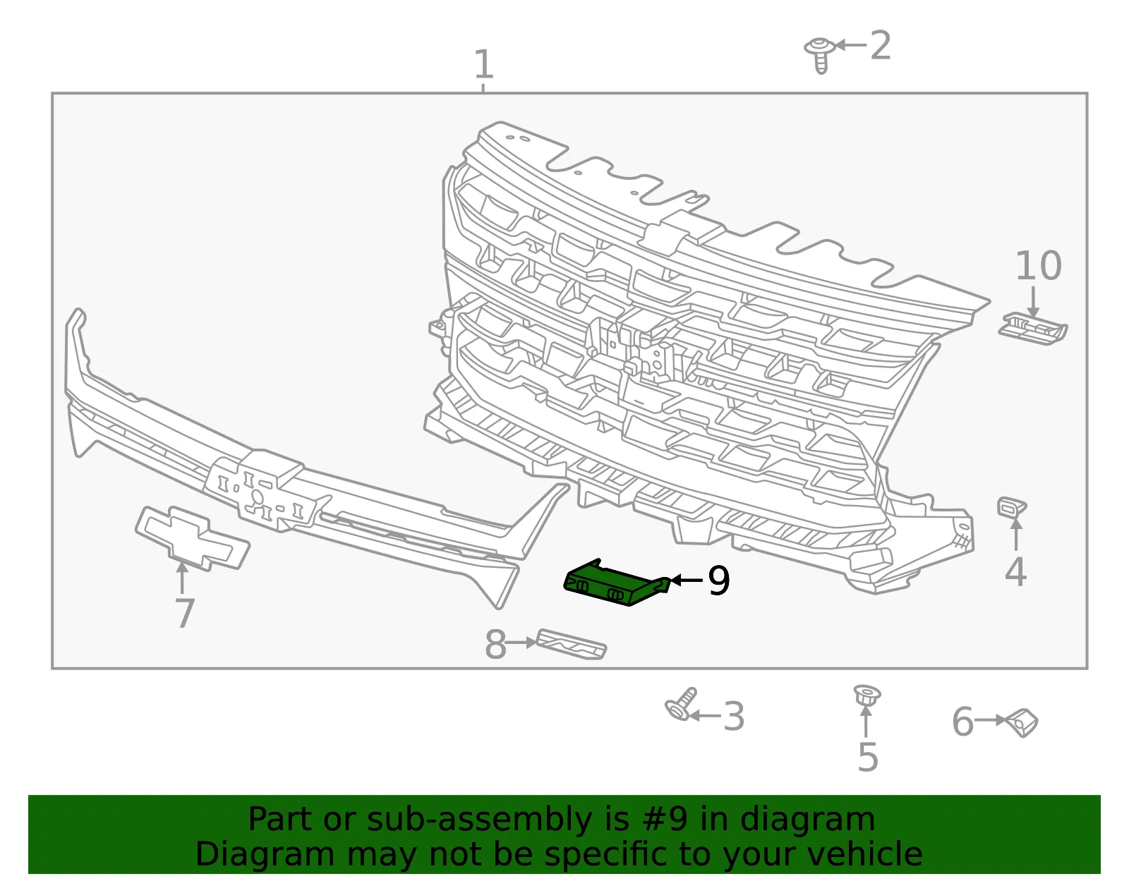 Front Grille Insert - GM (84574482) - view 3