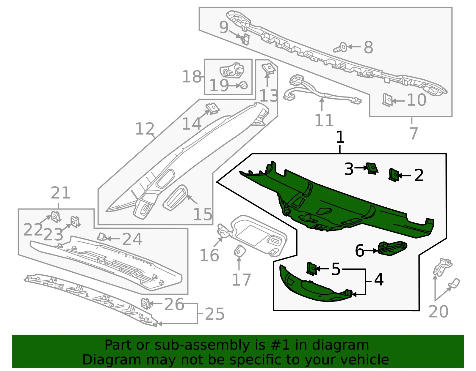 Black Windshield Upper Trim Panel - GM (84601724) - view 6