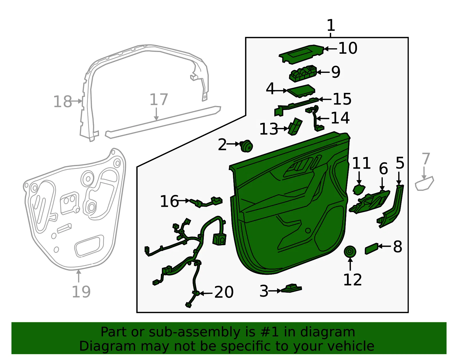 Door Trim Panel - Passenger Side (RH) - GM (84610835) - view 2