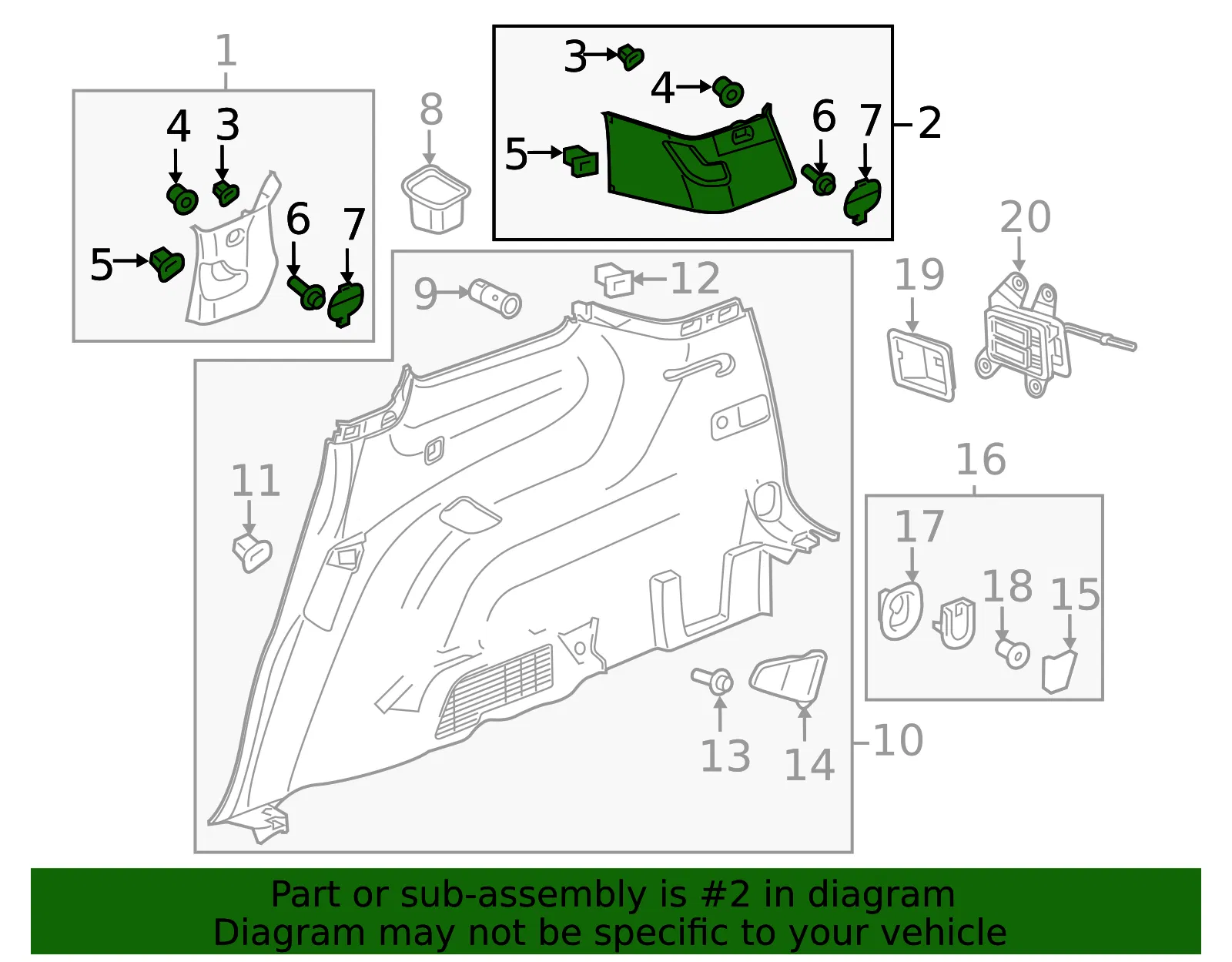 Upper Quarter Trim - GM (84630205) - view 3