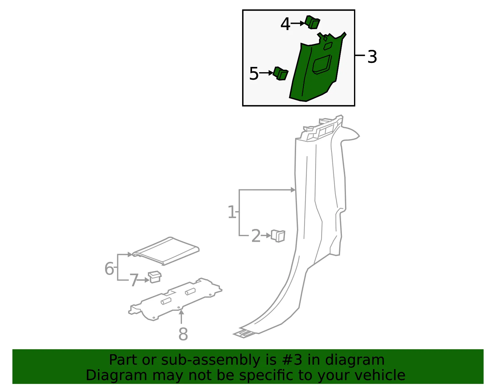 Upper Pillar Trim - GM (84640144) - view 4