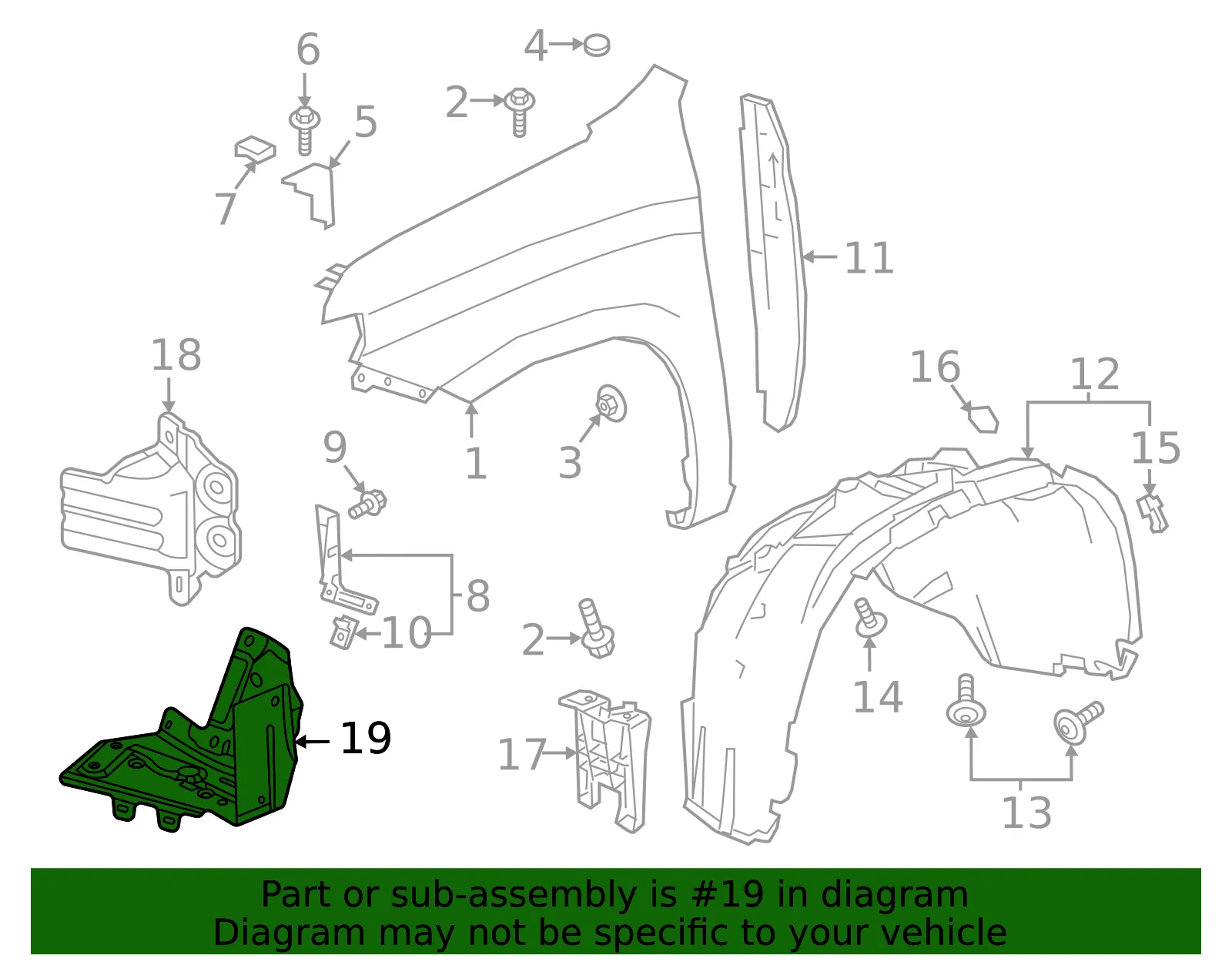 Radiator Support Splash Shield Bracket - GM (84689047) - view 3