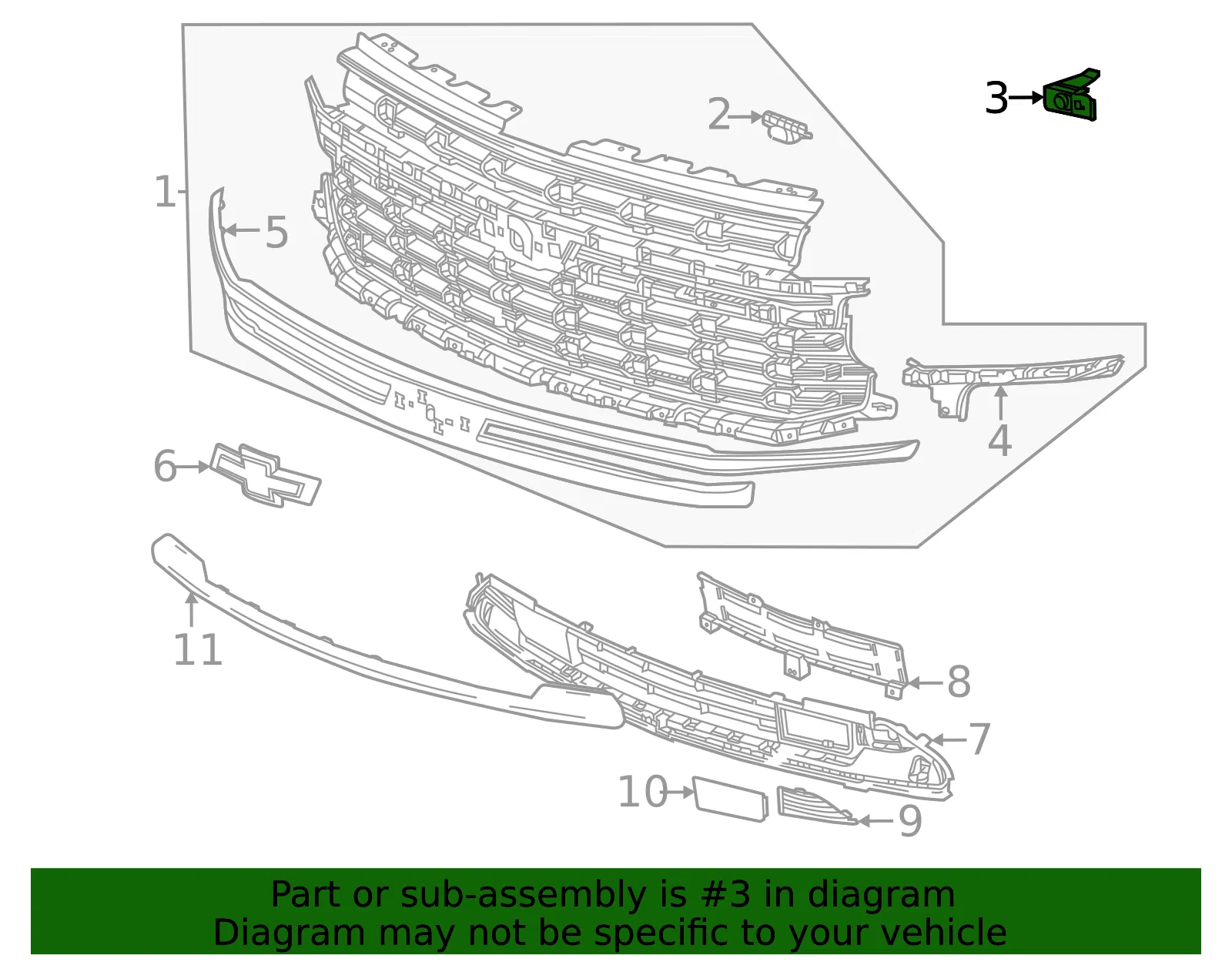 Front Driver Side Grille Support Bracket - GM (84701518) - view 4
