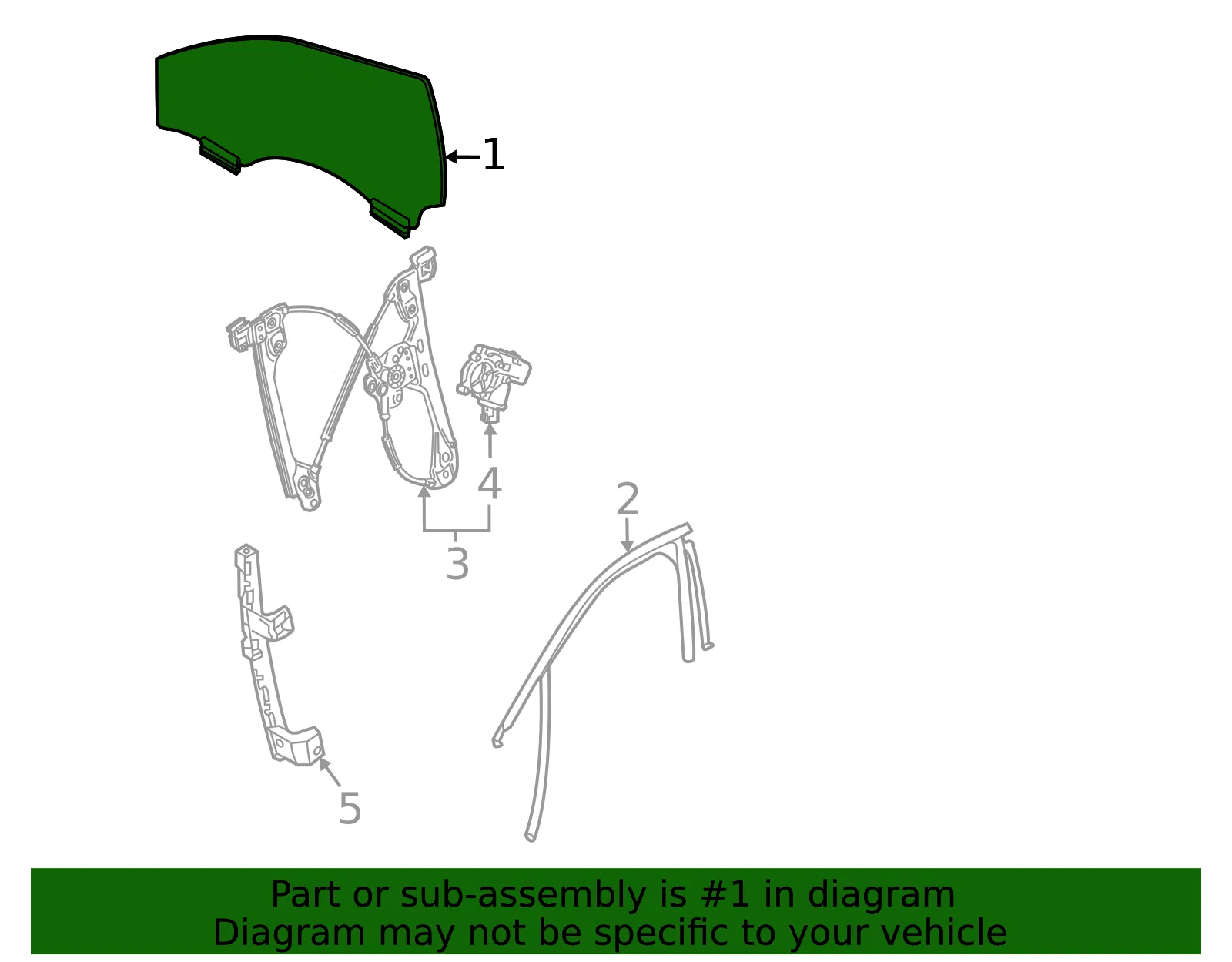 Front Driver Side Door Window - GM (84715510) - view 3