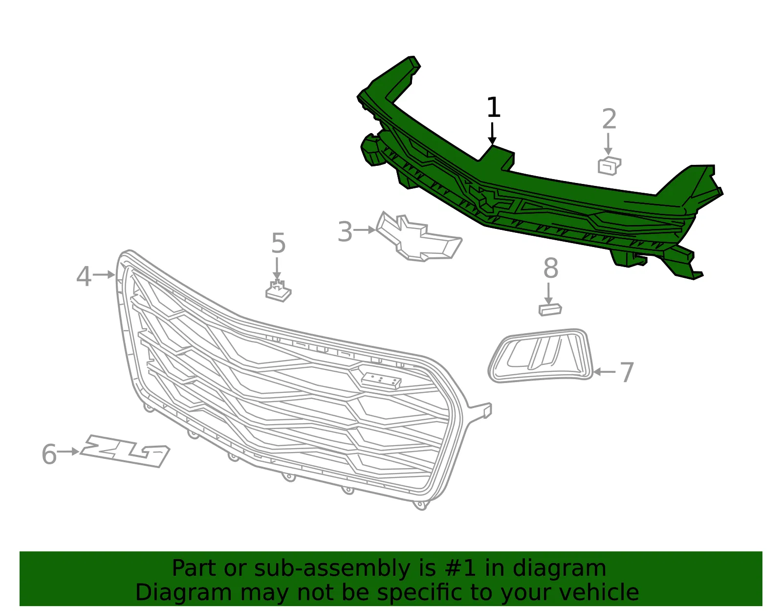 Front Upper Grille - GM (84718397) - view 5